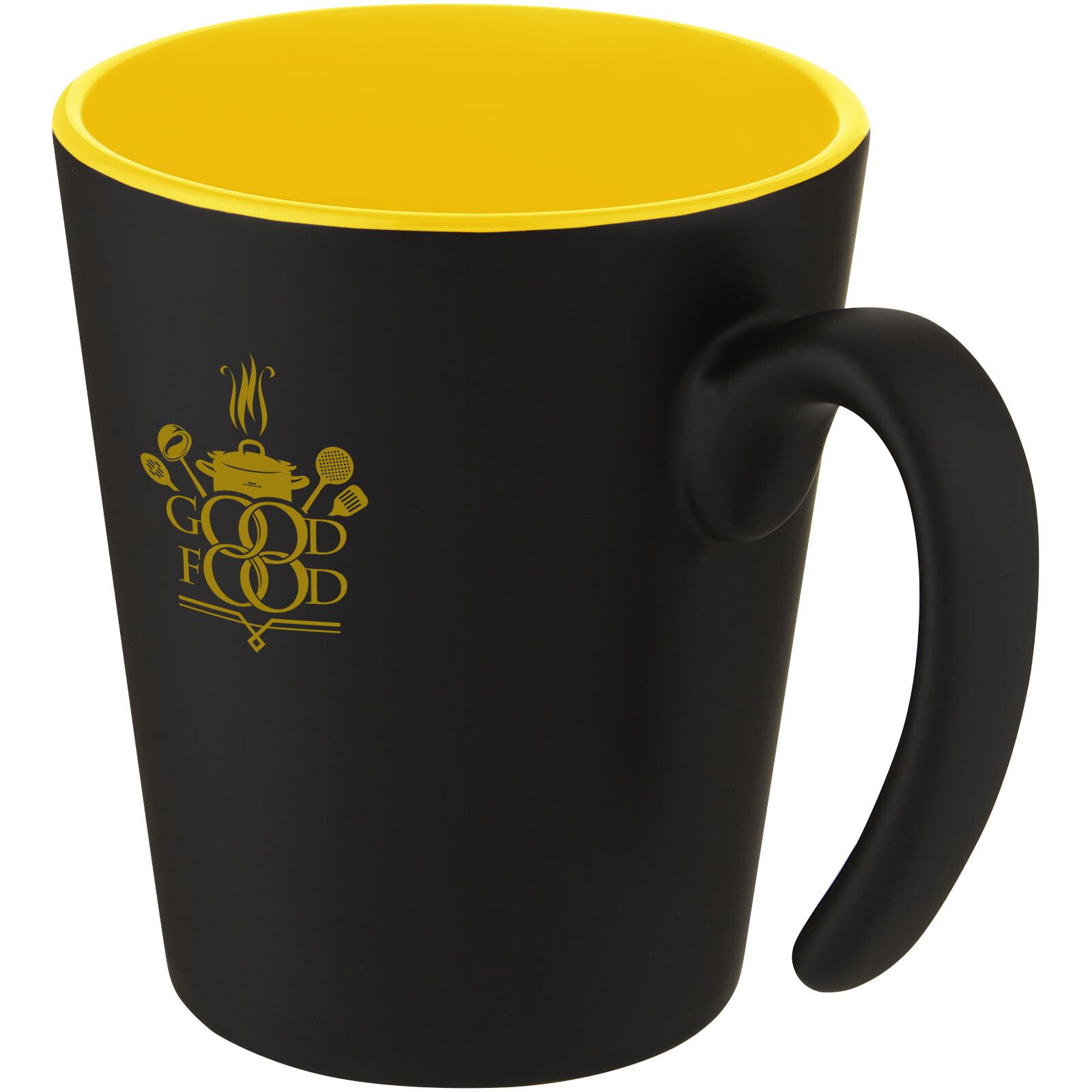 Oli 360 ml Keramikbecher mit Henkel - gelb -  schwarz-164
