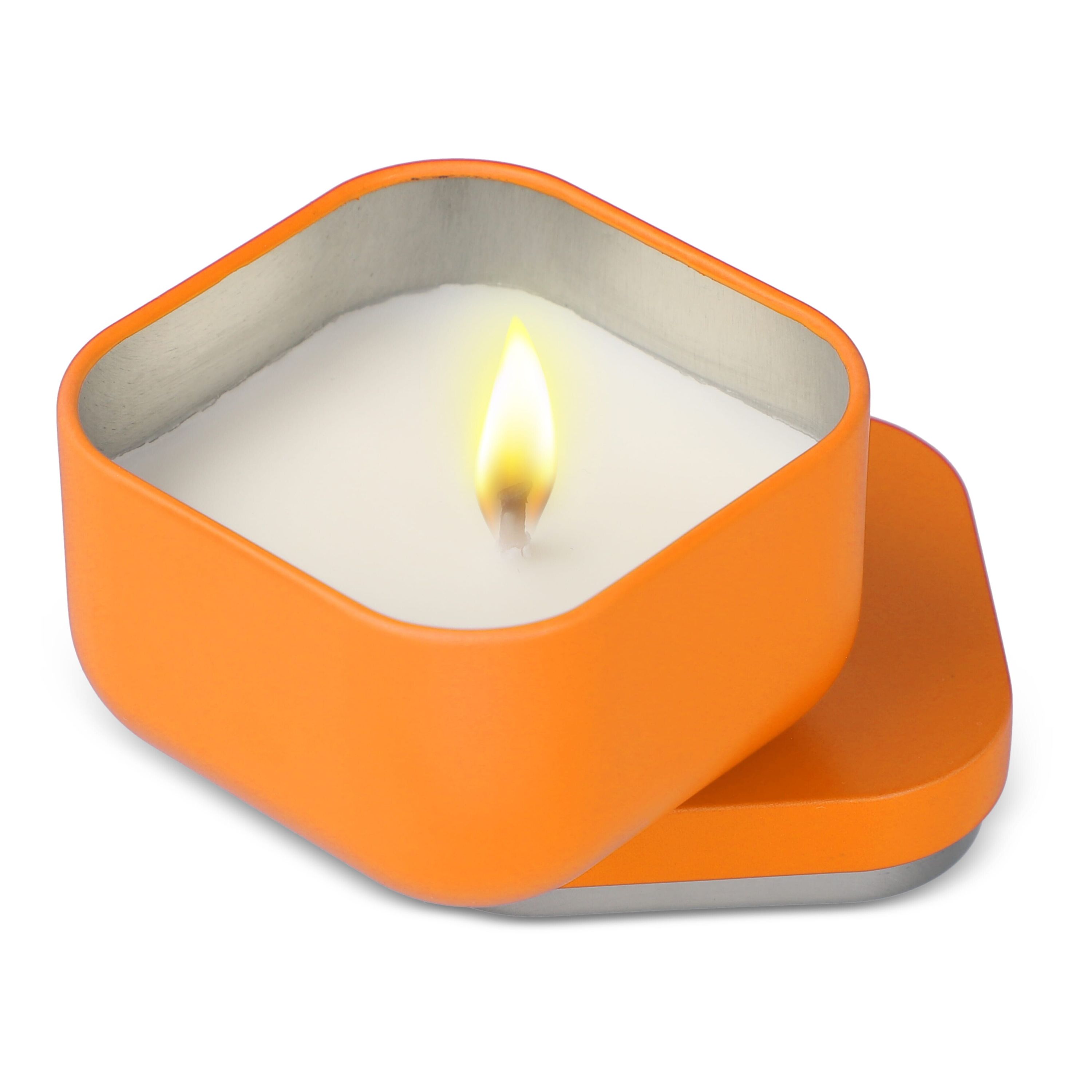 Ananda Duftkerze auf pflanzlicher Basis in recycelter Dose - orange-473