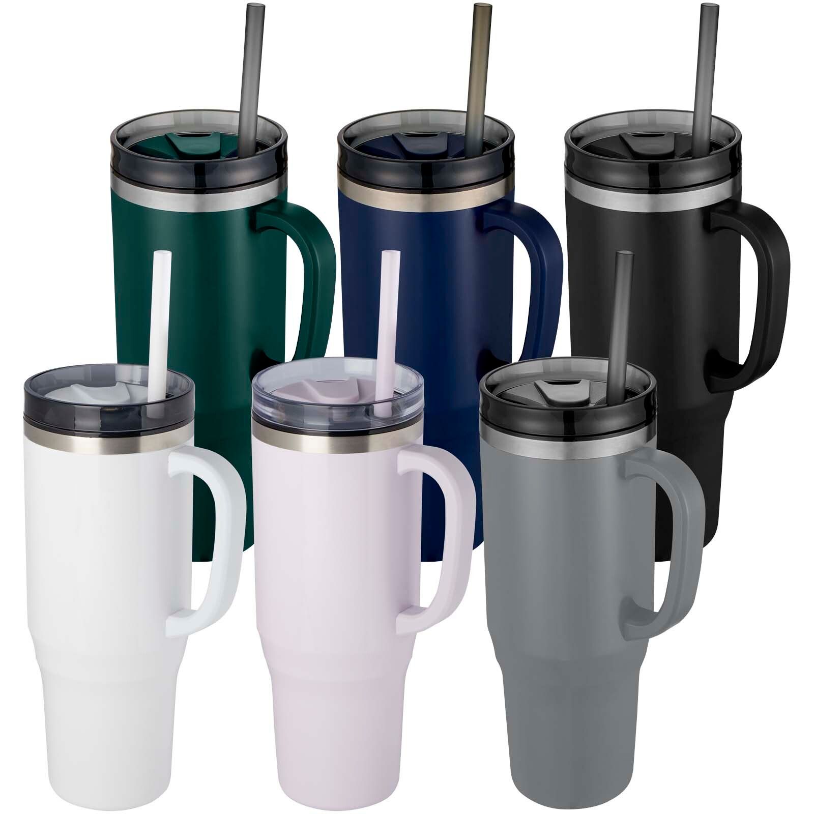 Melbourne 1200 ml RCS-zertifizierter Isolierbecher mit Strohhalm - grau-536