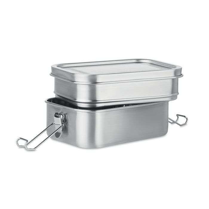 Lunchbox aus Edelstahl DOUBLE CHAN - mattsilber-553