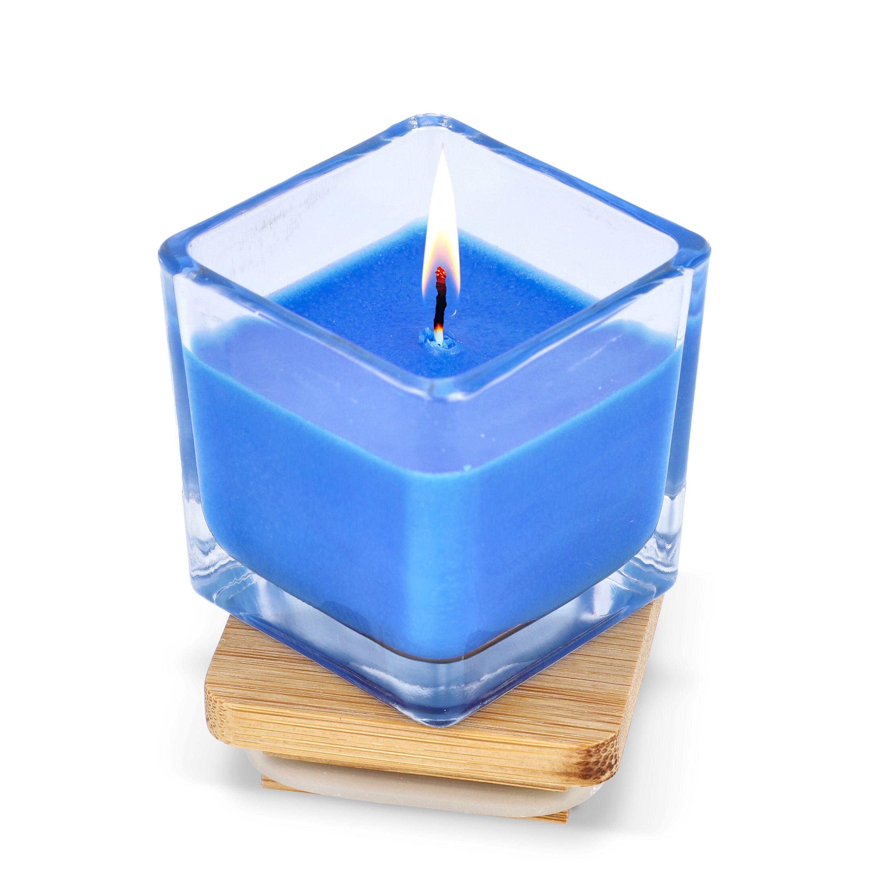 Chakra Kerze auf pflanzlicher Basis im Glasgefäß - blau-186