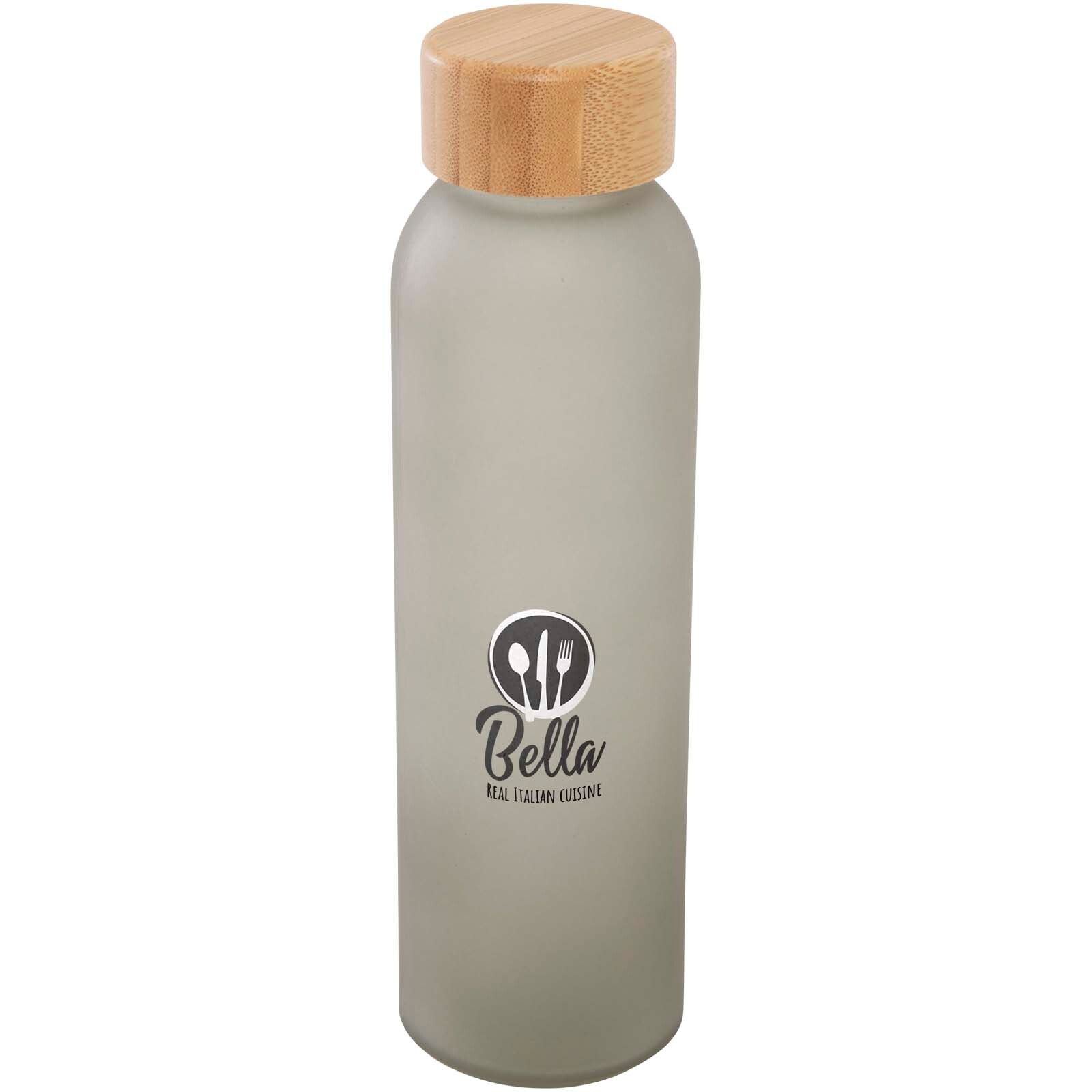 Lume 500 ml Flasche aus mattiertem Kalknatronglas mit Bambusdeckel   - grau-21