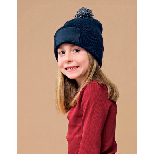 Kids Snowstar Patch Beanie - black - bright royal-654