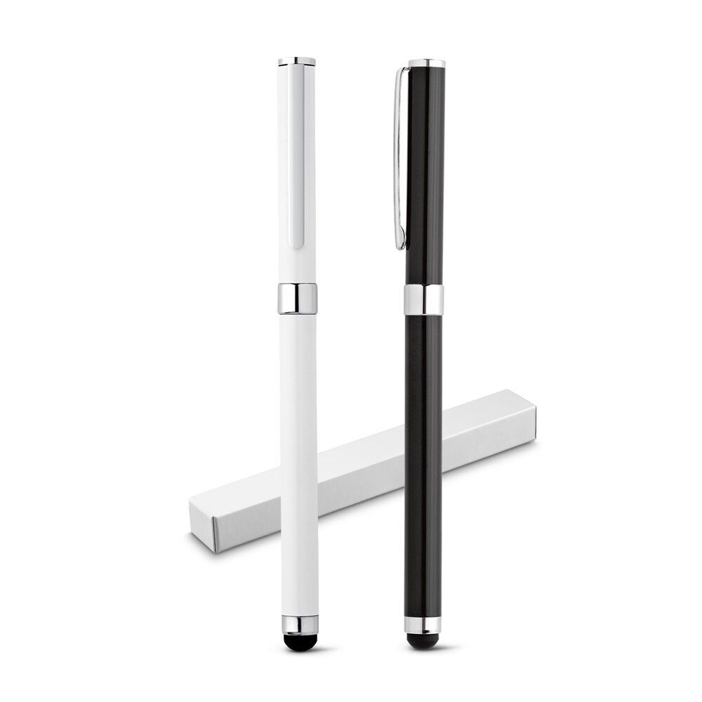 TOUCH Rollerball aus Edelstahl mit Touchpen-Spitze - weiß-75