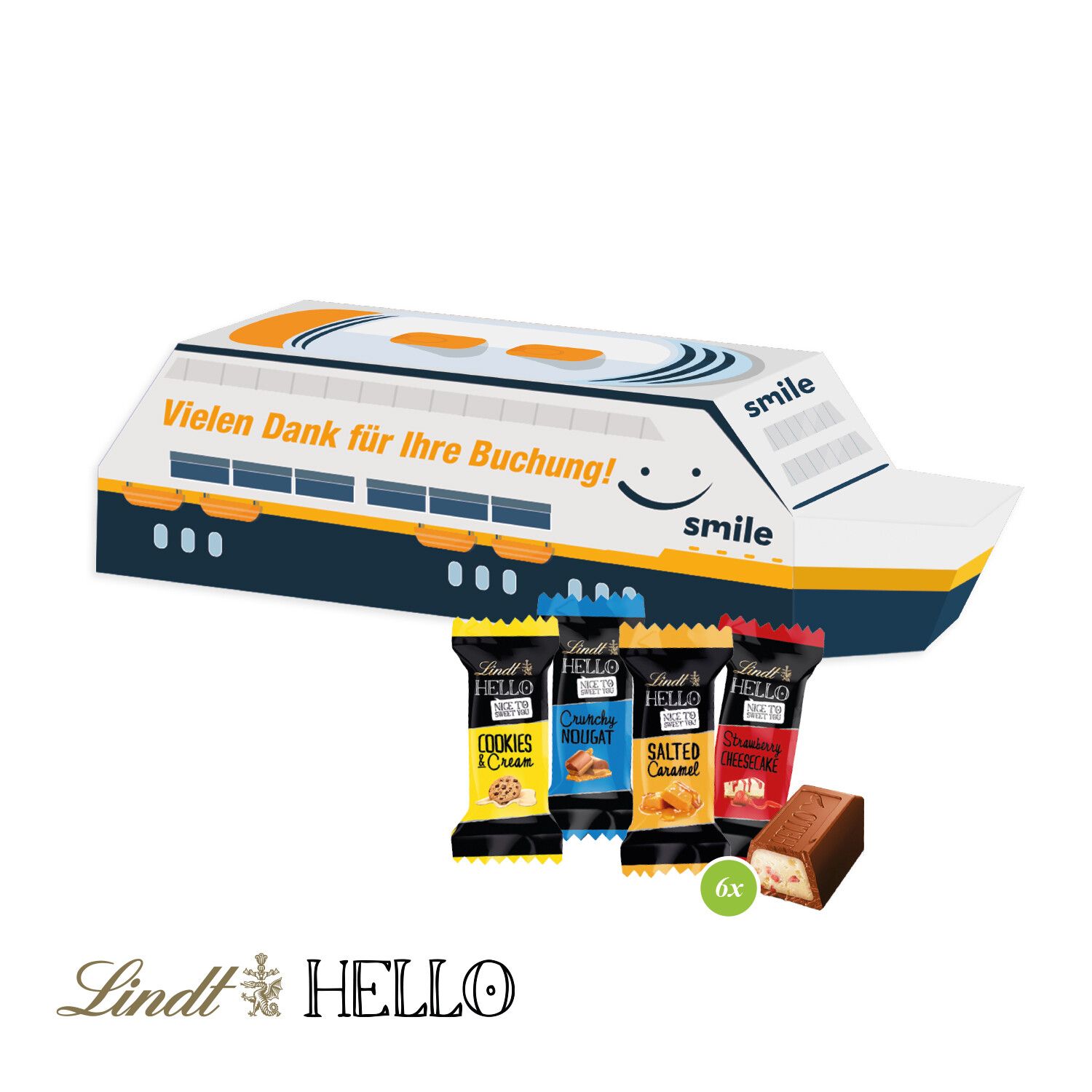 3D Präsent "Schiff" mit Lindt Hello Mini-770