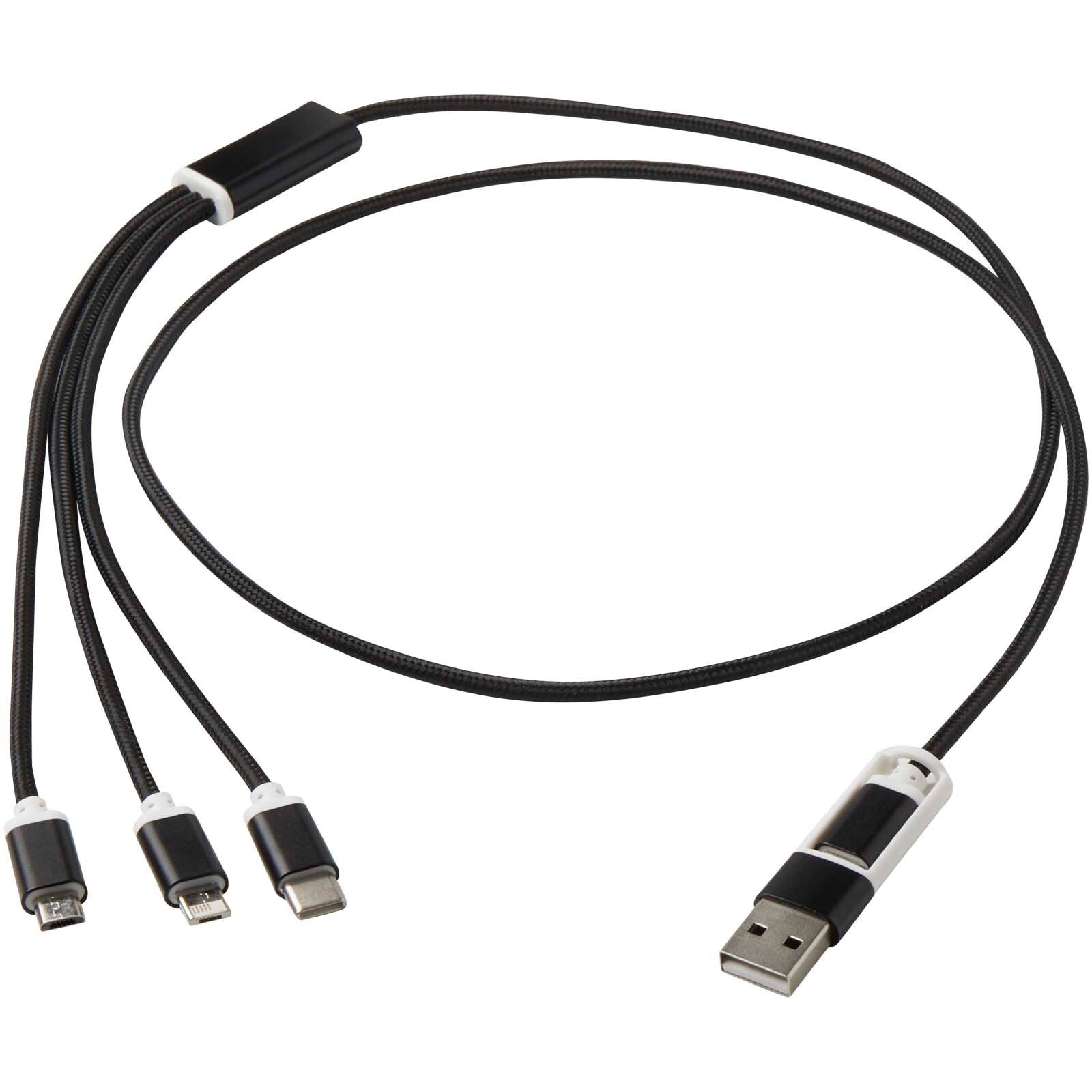 Versatile 5-in-1 Ladekabel aus recyceltem Aluminium - schwarz-702