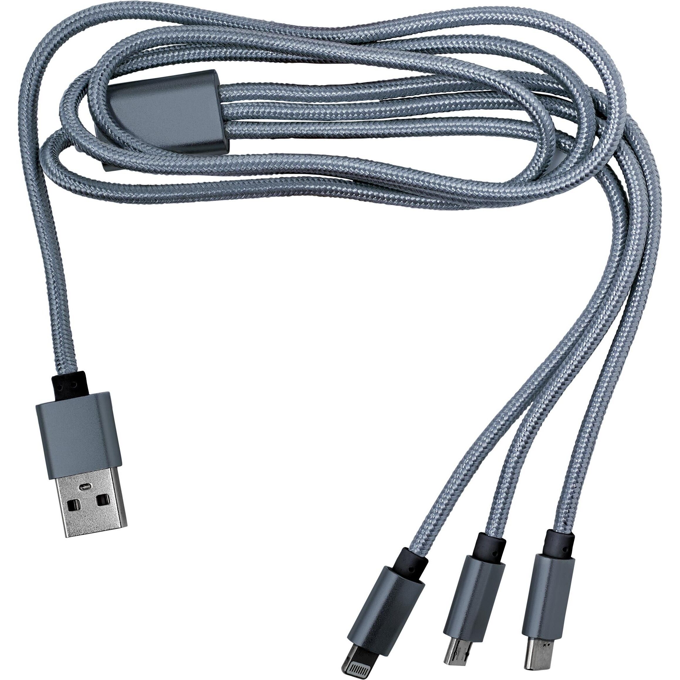 3-in-1 Ladekabel aus Nylon Felix - kobaltblau-642