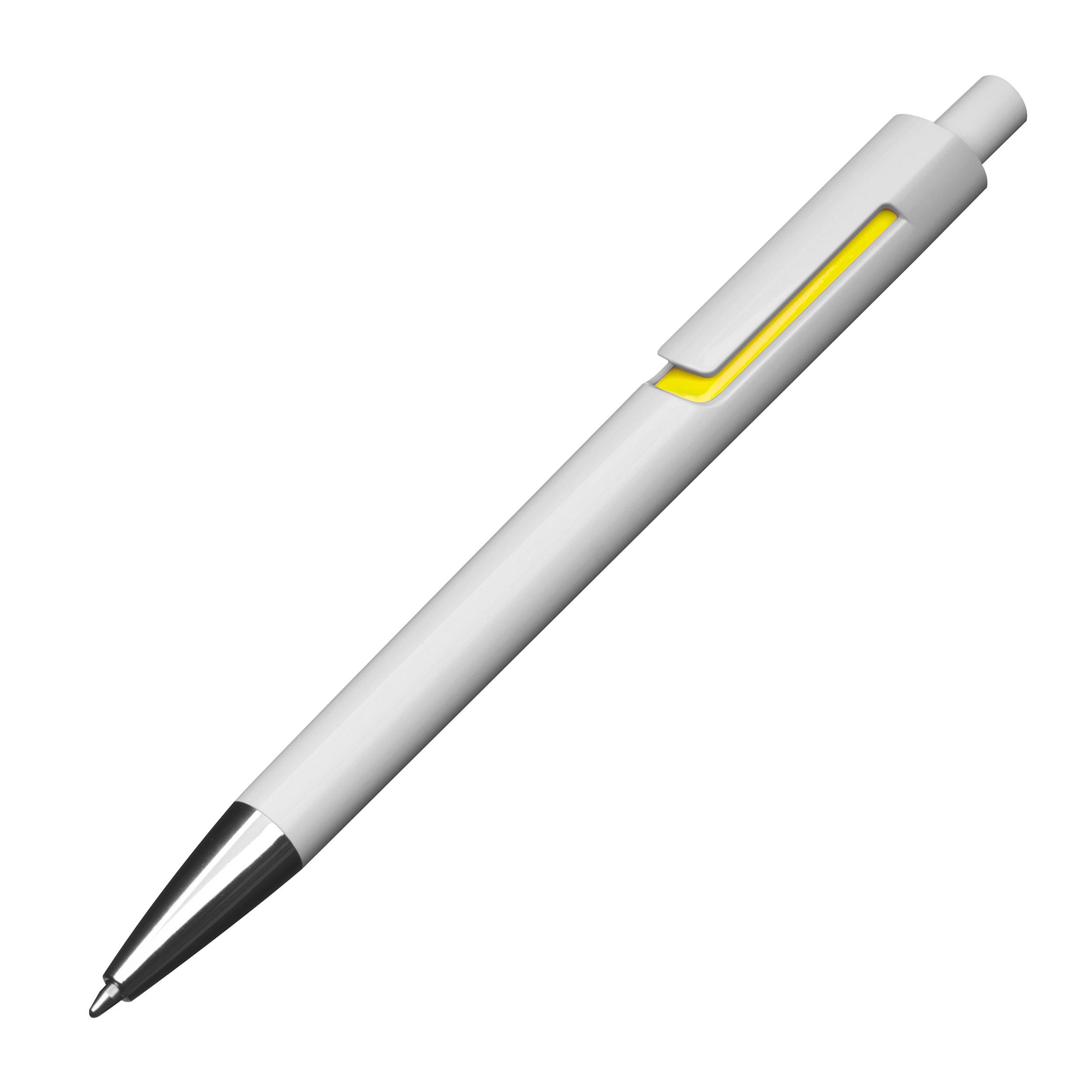 Weißer Kugelschreiber mit farbigen Applikationen  - gelb-116