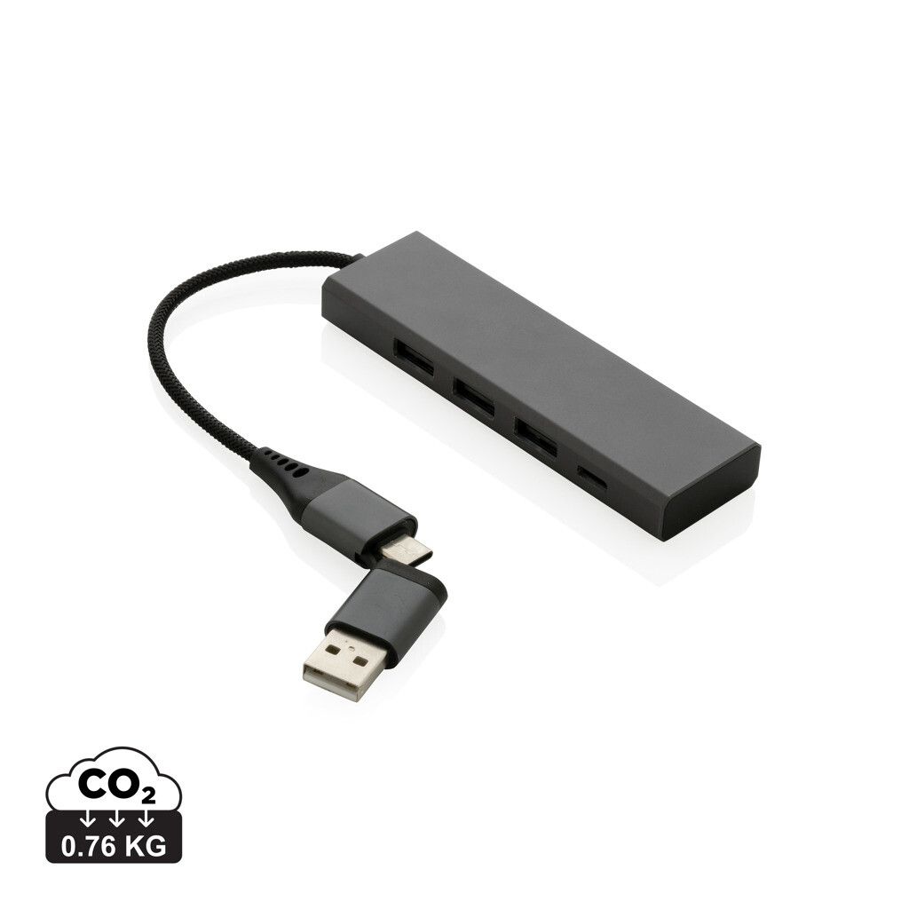Terra Hub aus RCS recyceltem Aluminium mit 3 USB-Anschlüssen - grau-268