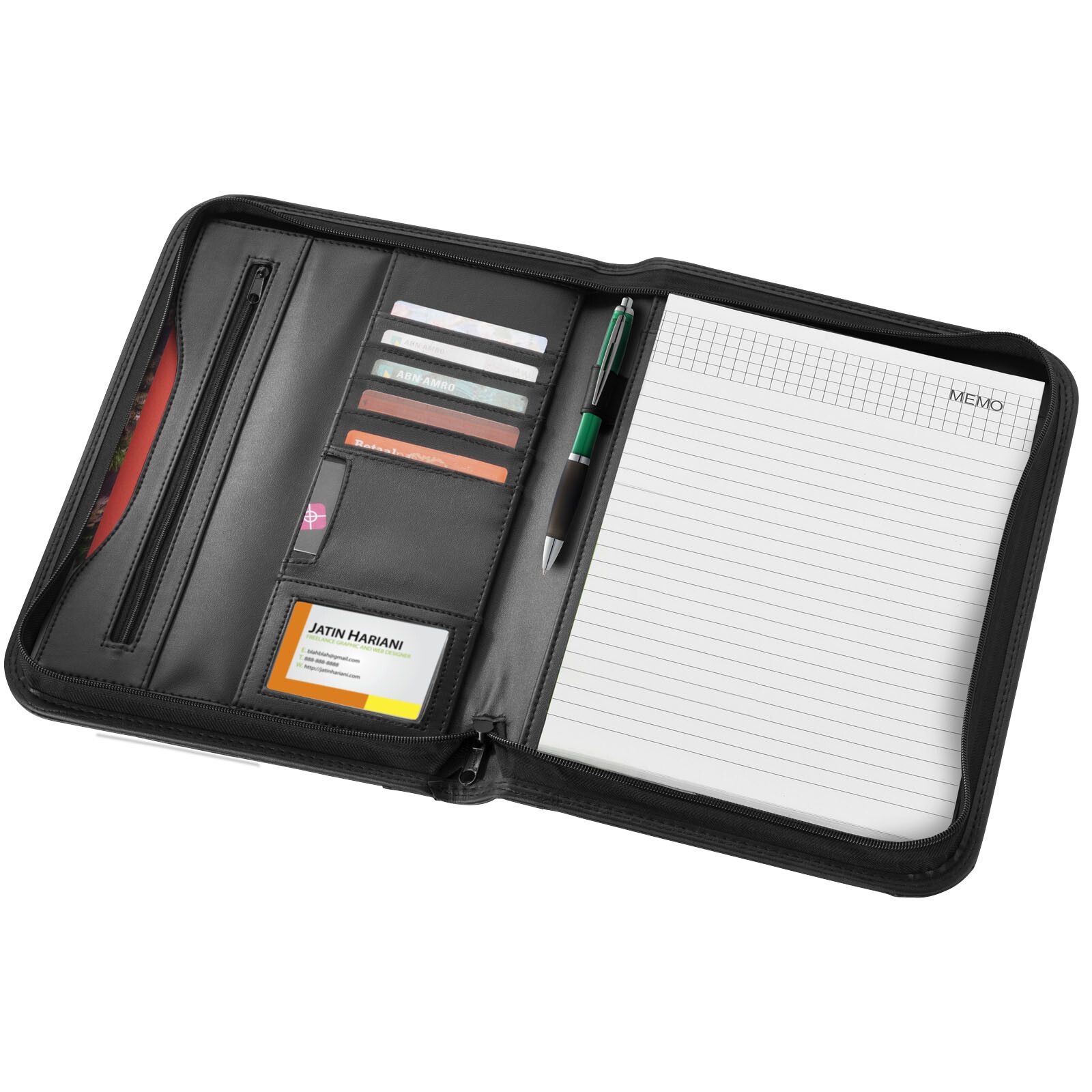 Ebony A4 Reißverschlussmappe - schwarz-992