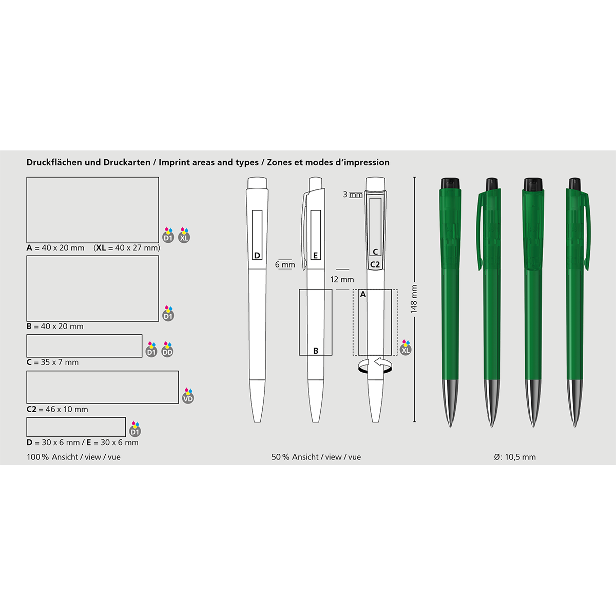 Druckkugelschreiber Zeno transparent Mn - türkis transparent-390