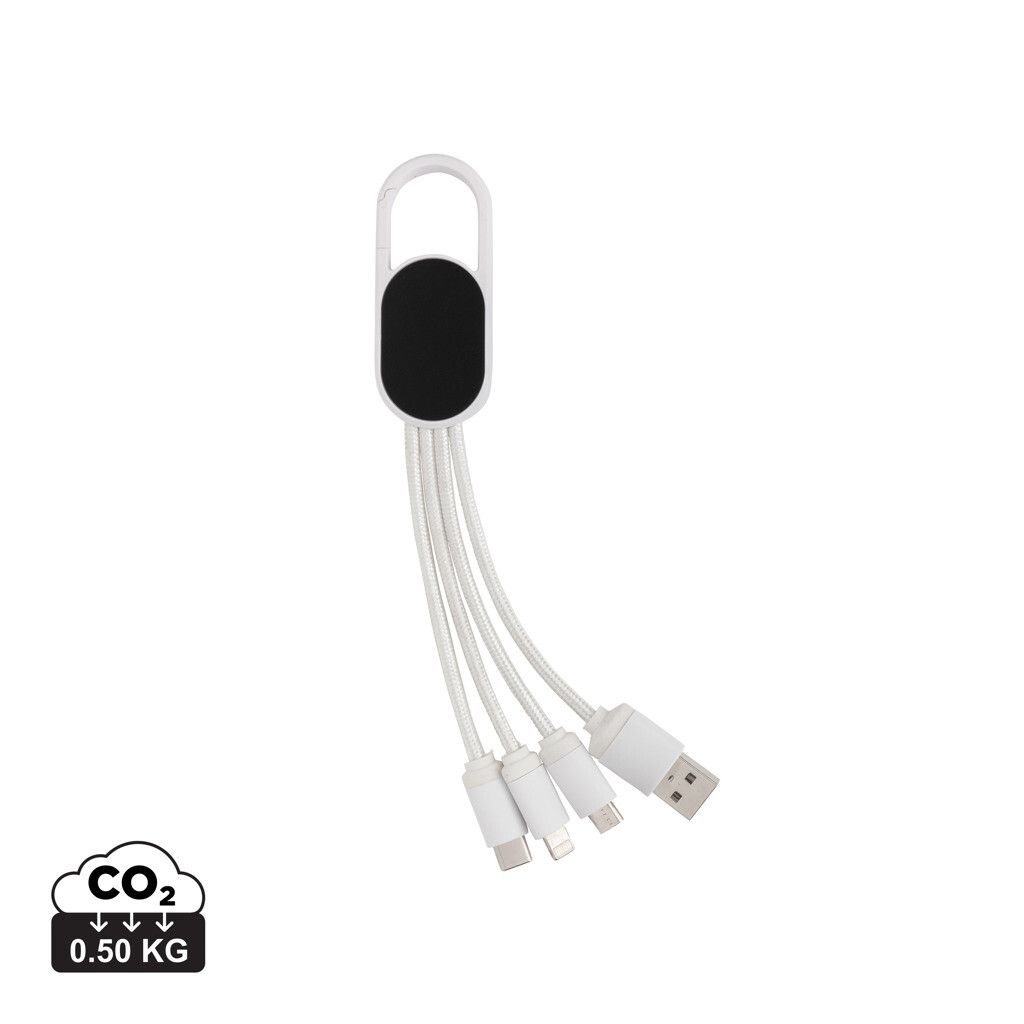 4-in-1 Kabel mit Karabiner-Clip - weiß-408