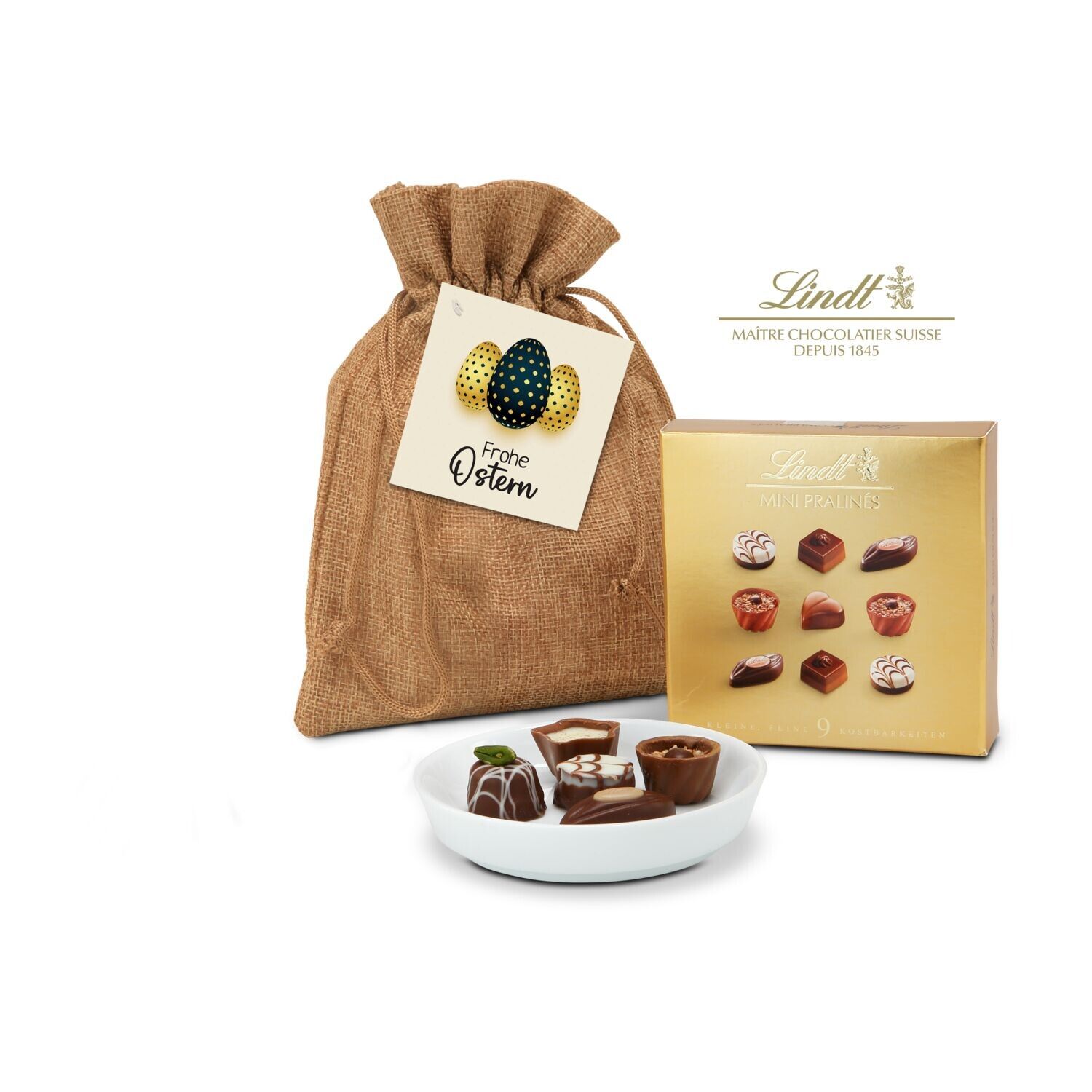 Geschenkset Oster Kostbarkeiten - 9 Mini Pralinés Gold-83