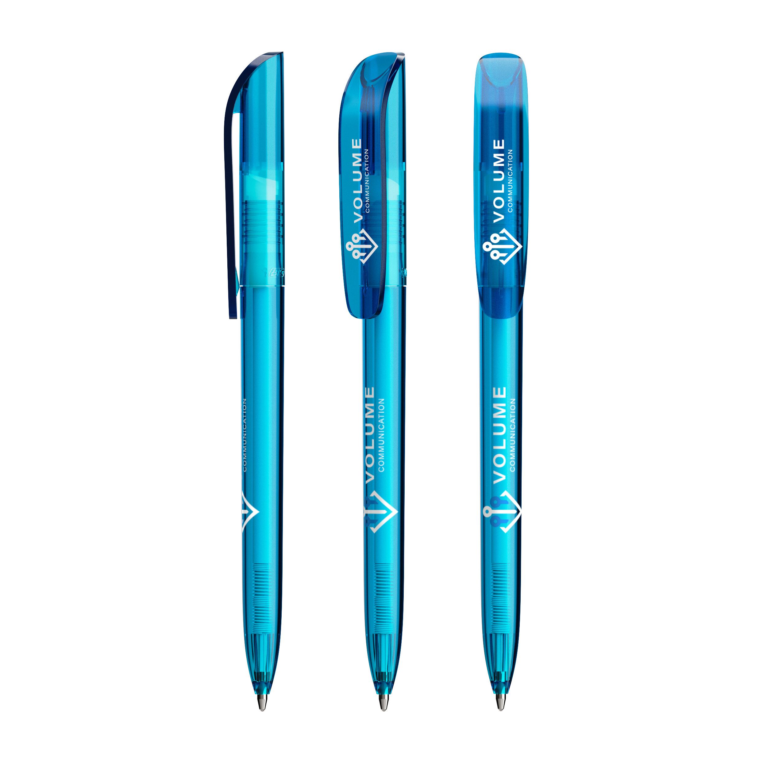 BIC® Super Clip Kugelschreiber, Mine blau - transparentes blau-781