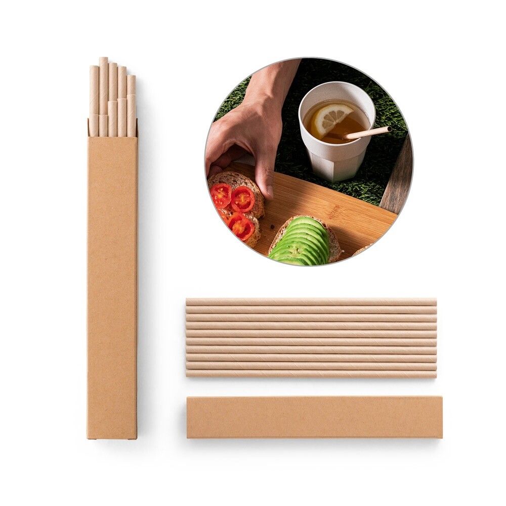 LAMONE Strohhalm-Set aus Kraftpapier - natur-740