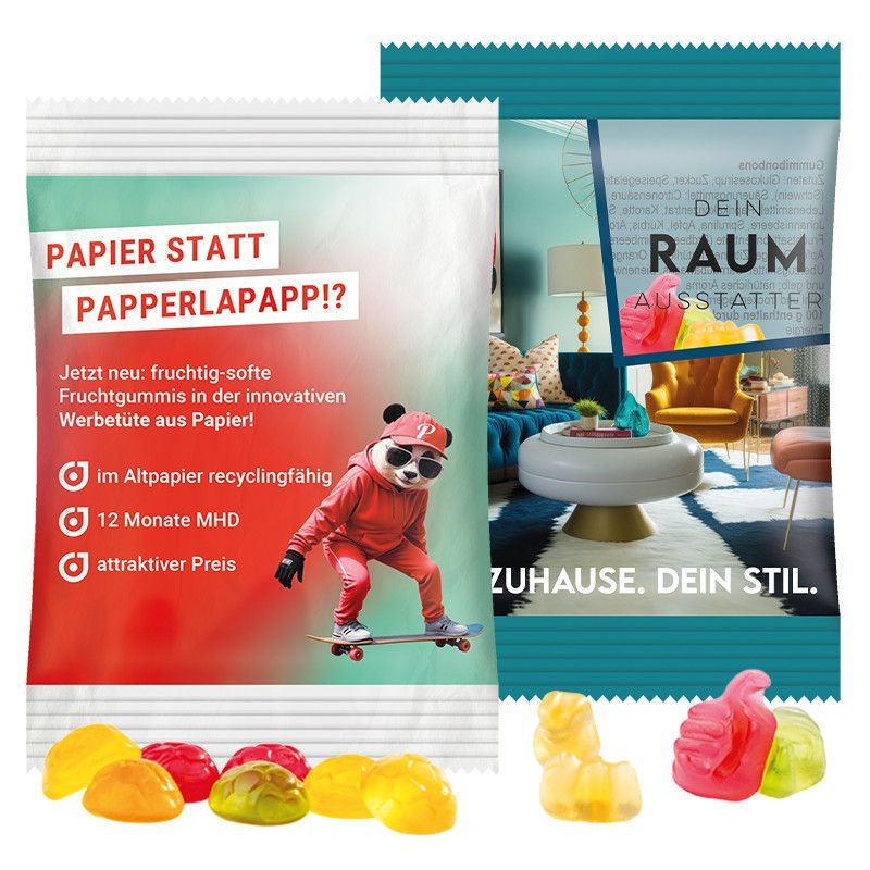 Minitüte 10 g, Folie weiß, Trolli Fruchtgummi Kleeblatt-13