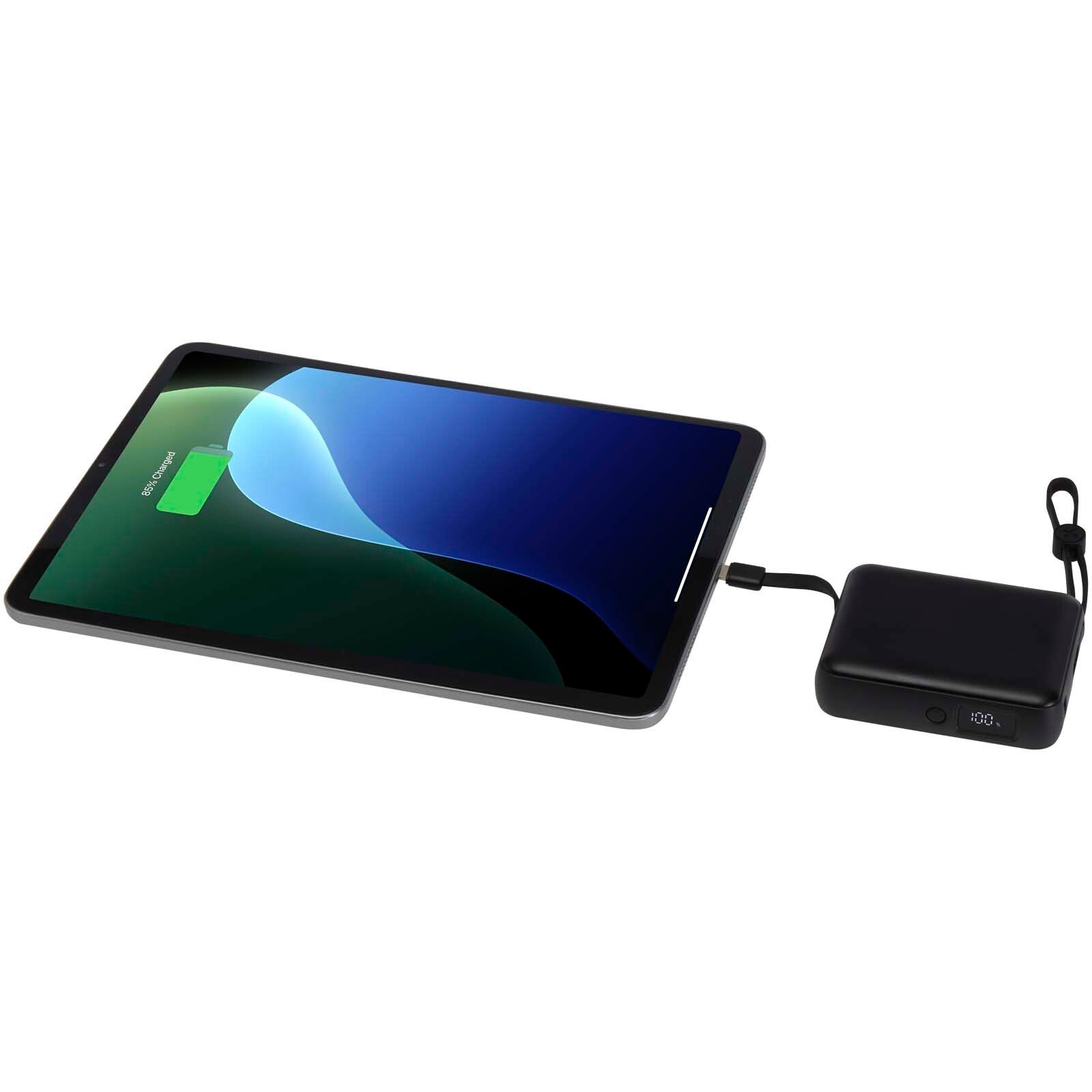 Acrux 35 W 10.000 mAh Tablet Powerbank mit integriertem Typ-C-Kabel aus recyceltem Kunststoff - schwarz-558
