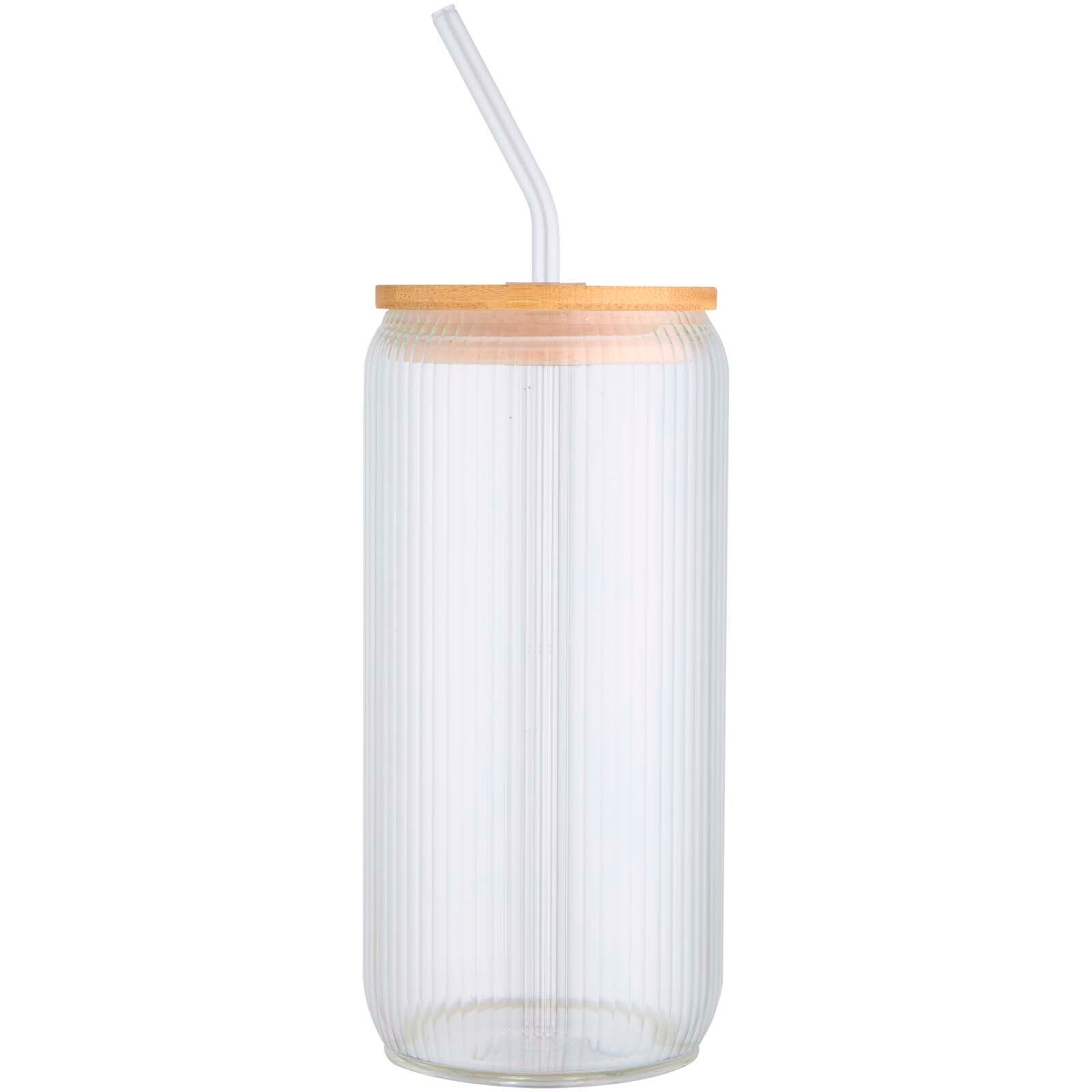 Mirage 500 ml einwandiges Glas aus Borosilikatglas mit Bambusdeckel - transparent-390