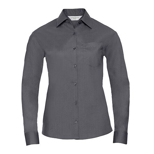 Ladies' Long Sleeve Classic Polycotton Poplin Shirt - convoy grey-172