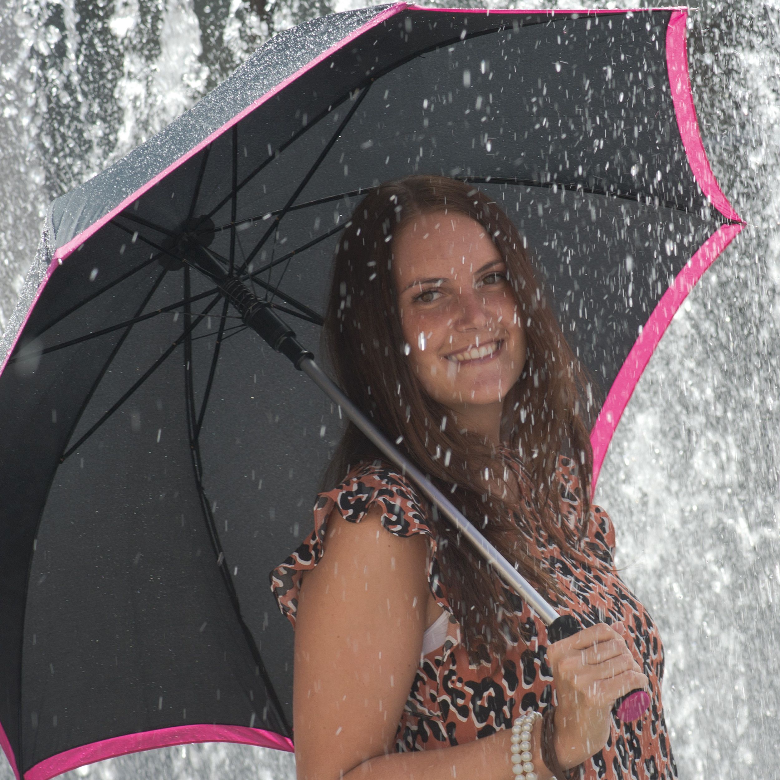 Automatik Regenschirm aus Pongee - pink-158