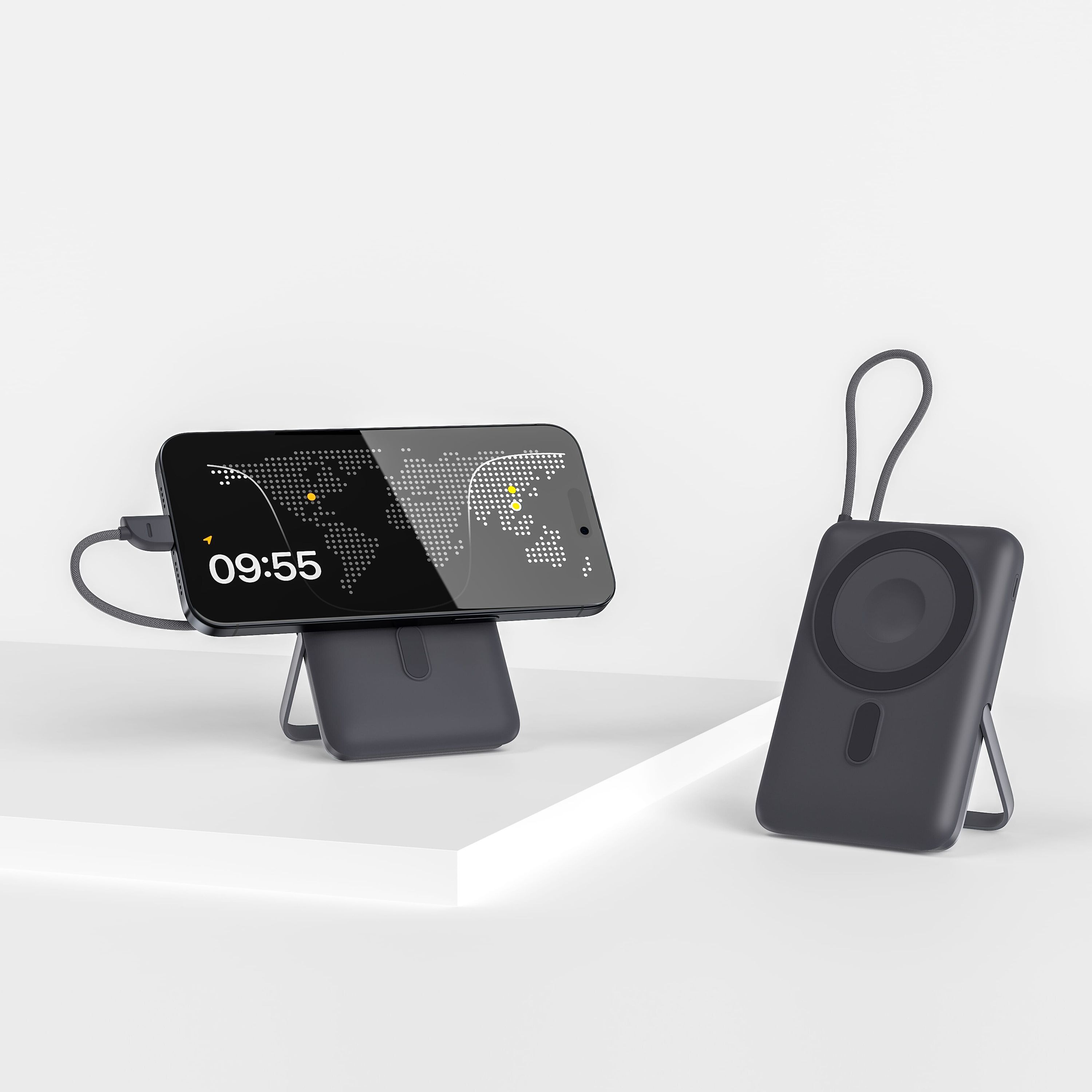 Nova Wireless Powerbank Kompatibel mit MagSafe und Apple Watch 10000 mAh - dunkelgrau-367