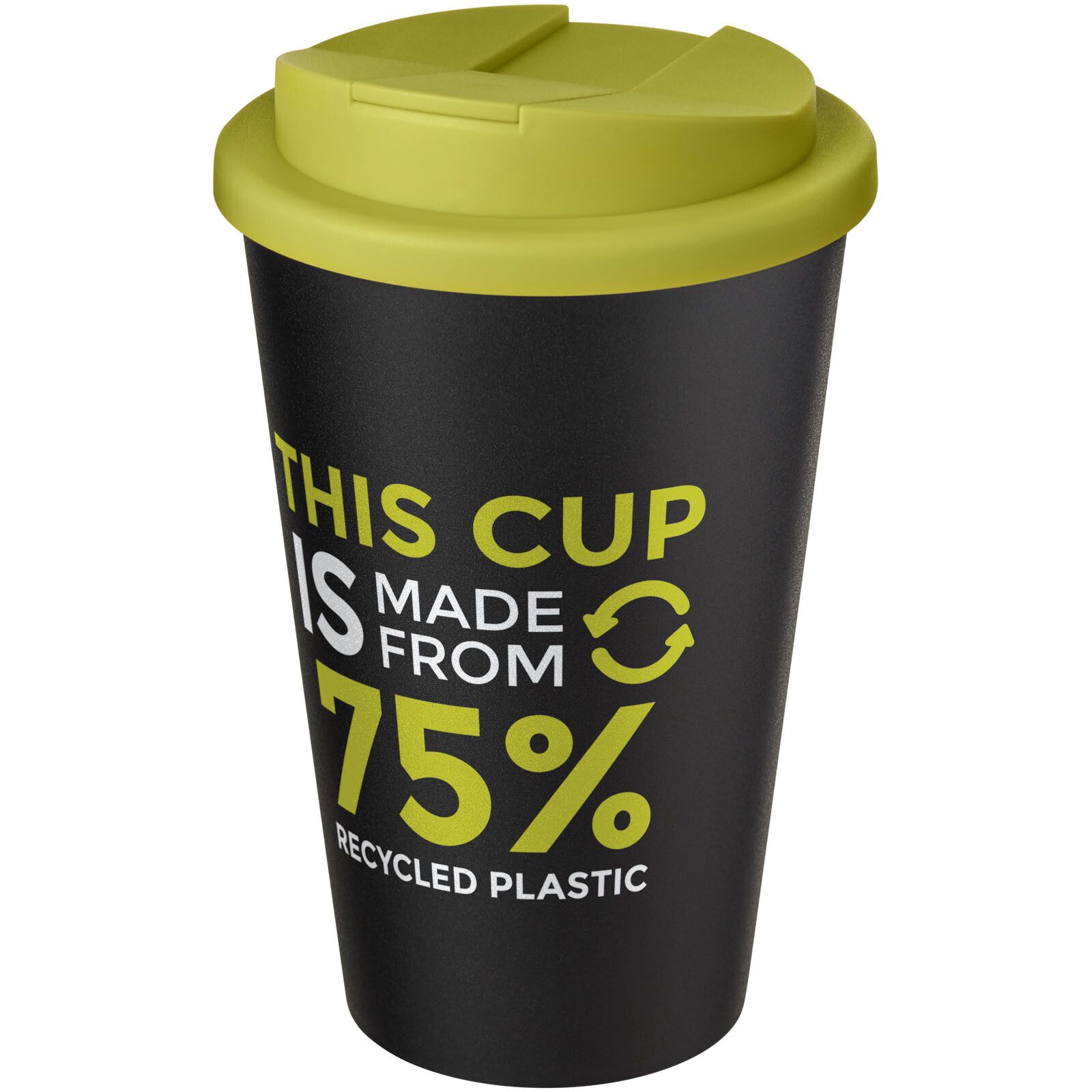 Americano Eco 350 ml recycelter Becher mit auslaufsicherem Deckel - limone -  schwarz-96