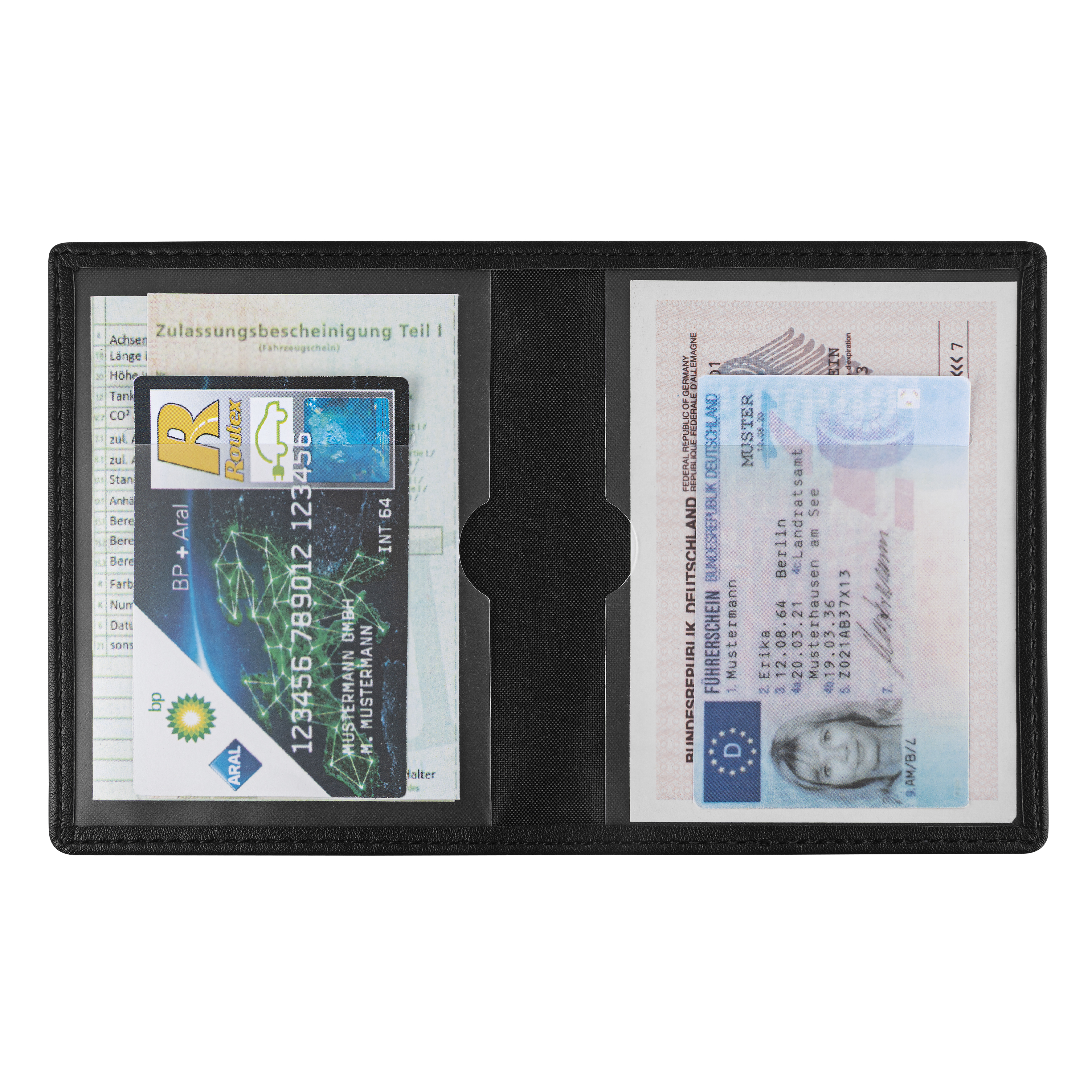 Blackmaxx® Führerscheintasche "CraftClassic" - schwarz-732