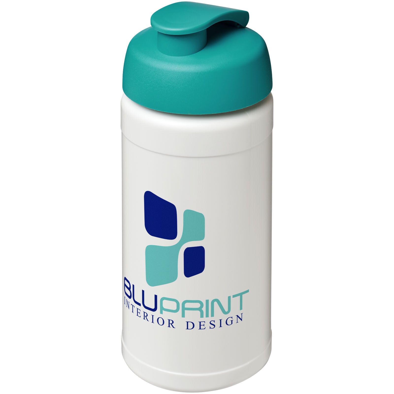 Baseline Plus 500 ml Sportflasche mit Klappdeckel - weiss -  aquablau-876