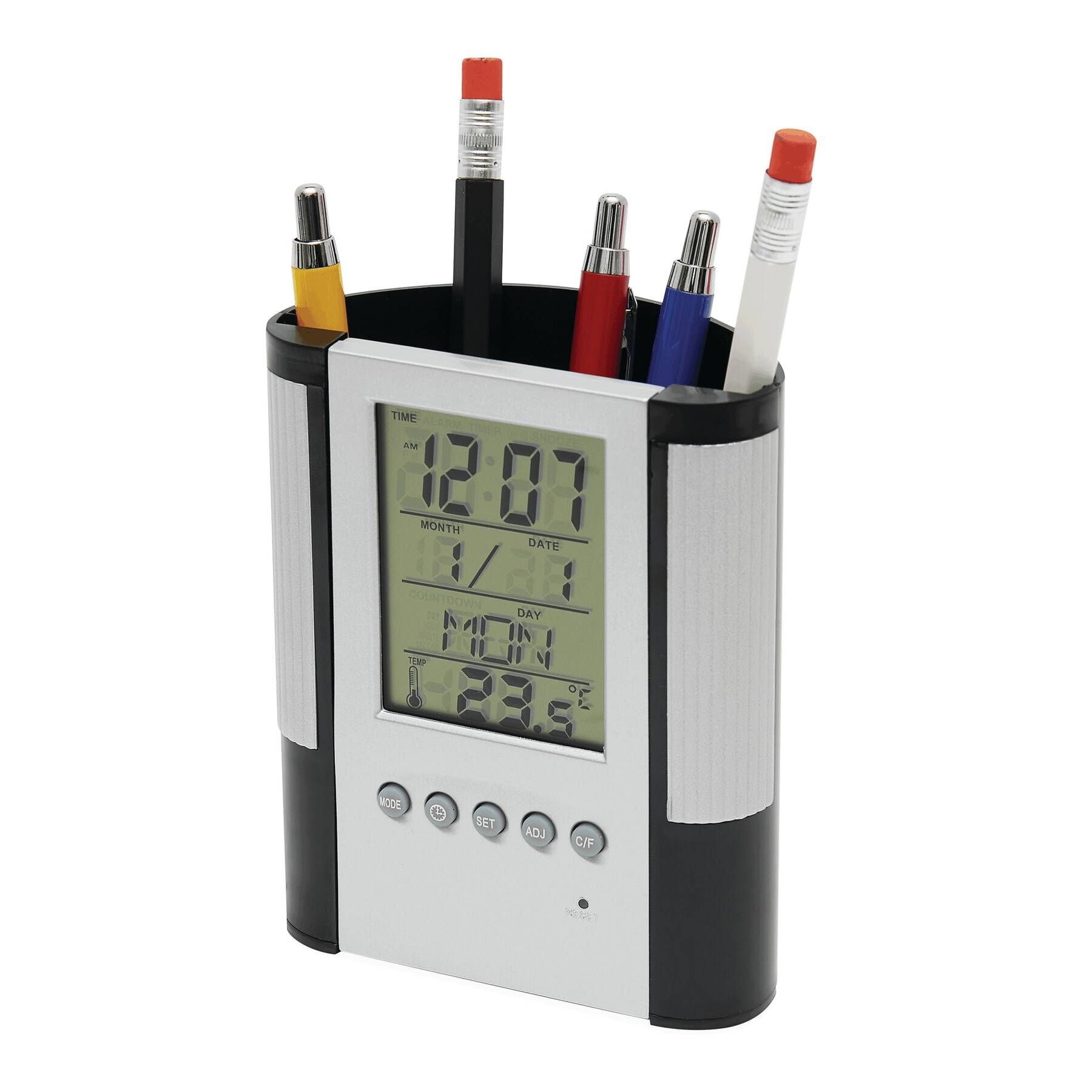 LCD-Wecker BUTLER - schwarz - silber-429