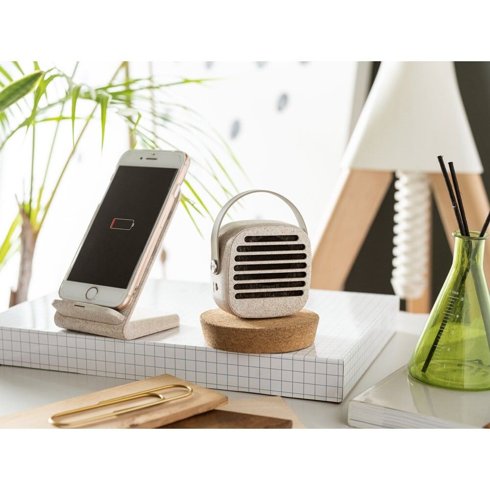 ENGLERT Smartphone-Halter mit 10W-Ladegerät aus ABS-Weizenstroh - natur-943