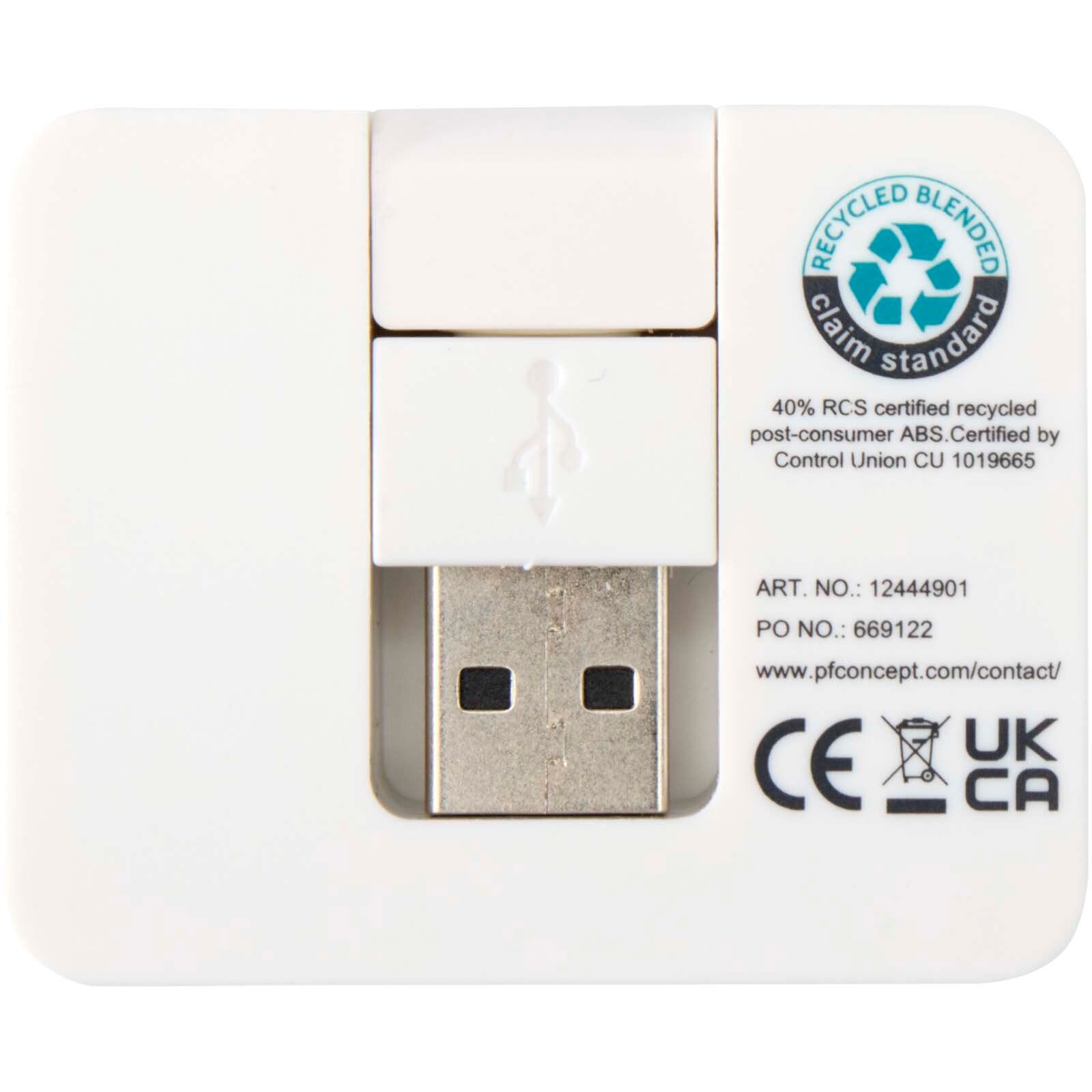 Gaia 4 Port USB Hub mit USB-A- und Typ-C-Ausgang und zwei Eingängen aus recyceltem Kunststoff - weiss-1