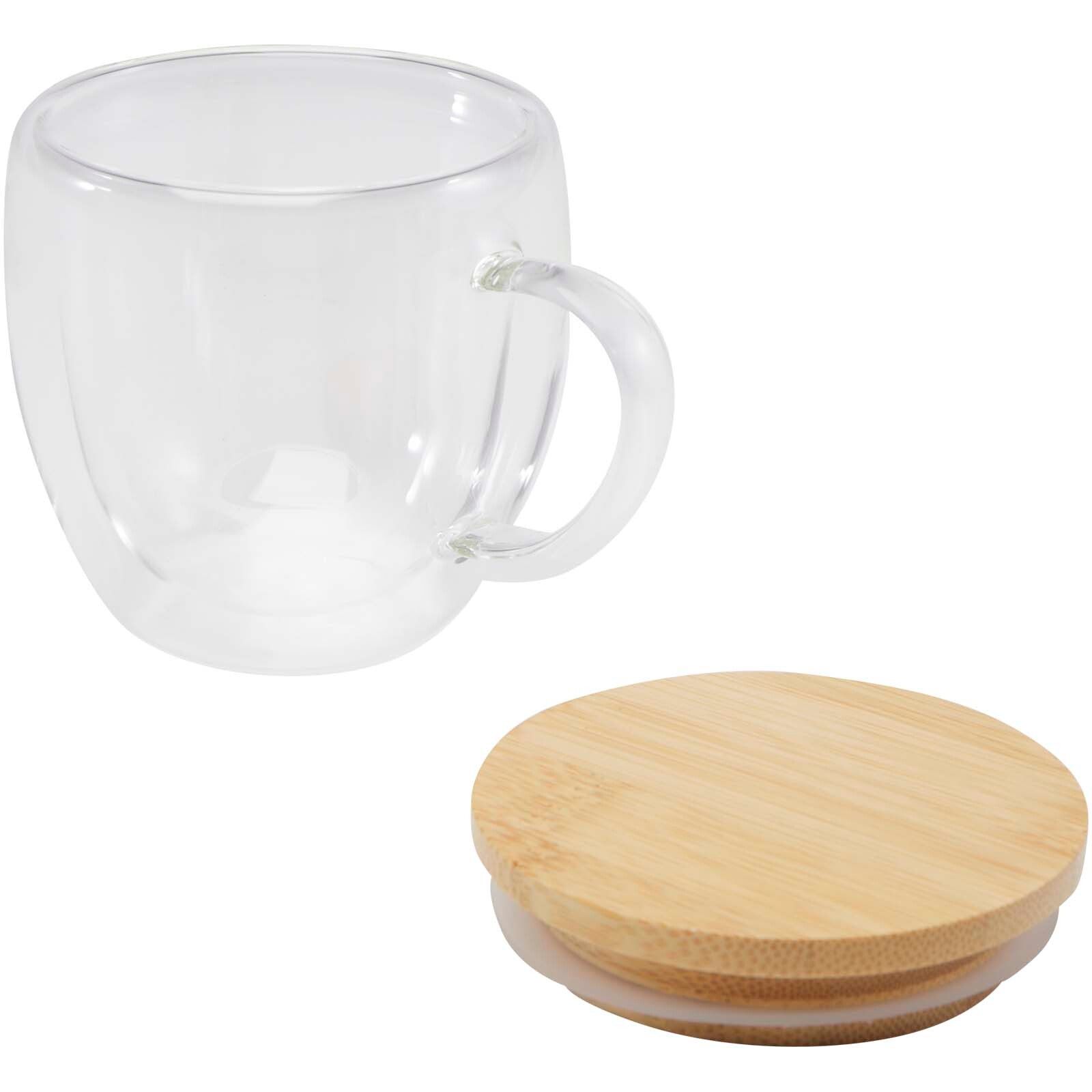 Lenora 250 ml Glasbecher mit Bambusdeckel - transparent klar-791