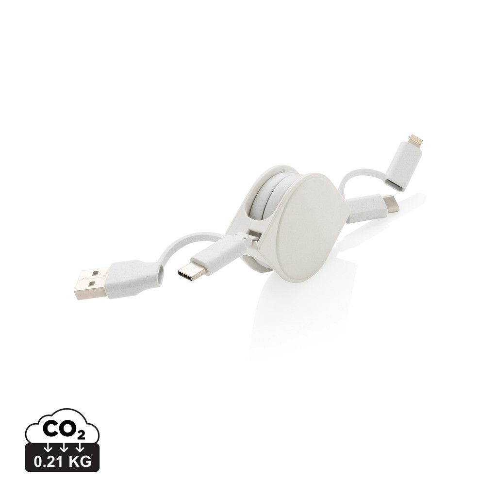 4-in-1 Kabel aus TPE und RCS Standard recyceltem Kunststoff - weiß-290
