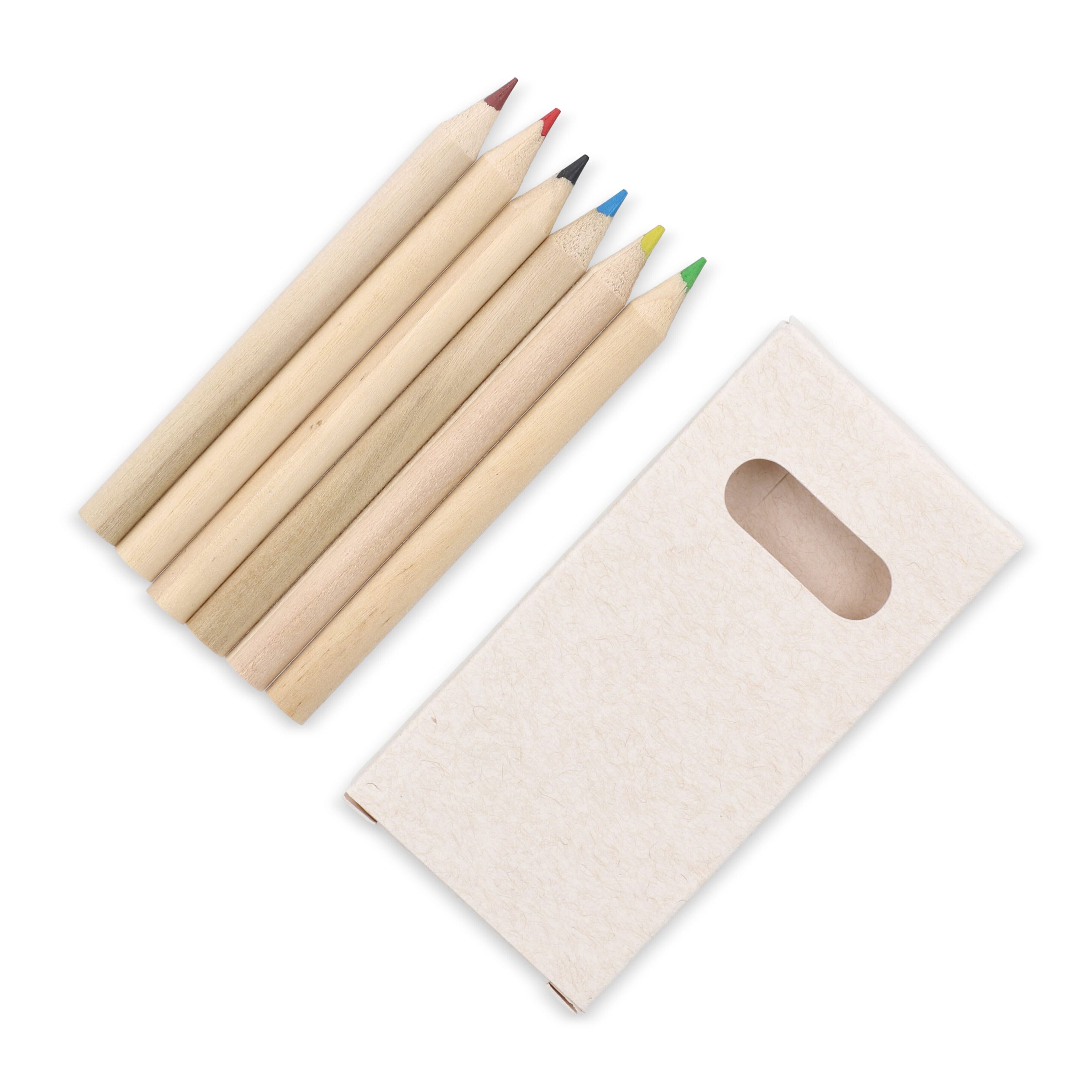 6 Buntstifte in einer Schachtel aus recyceltem Milchkarton - natur-270