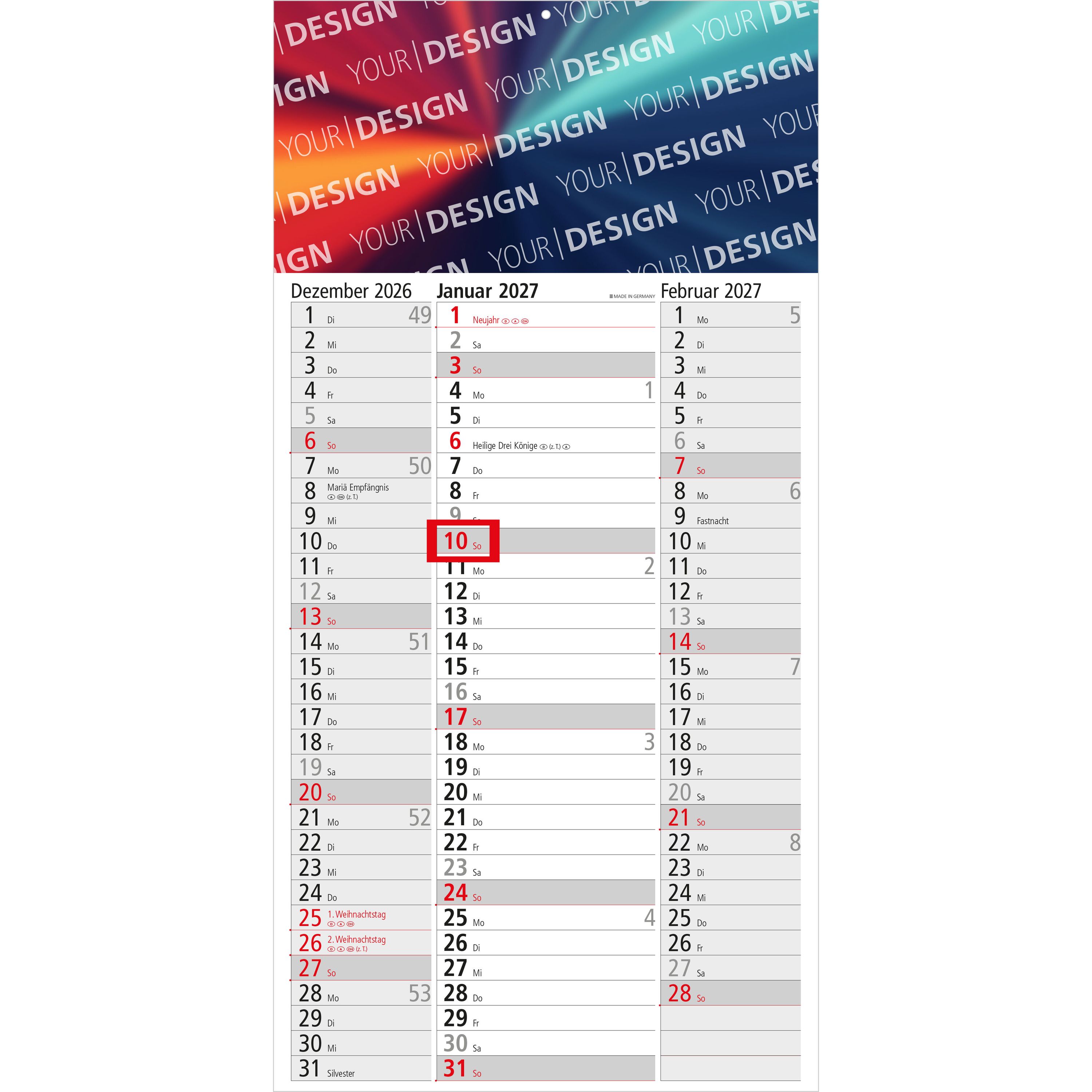 3-Monatskalender Einblatt Spectrum 3-156