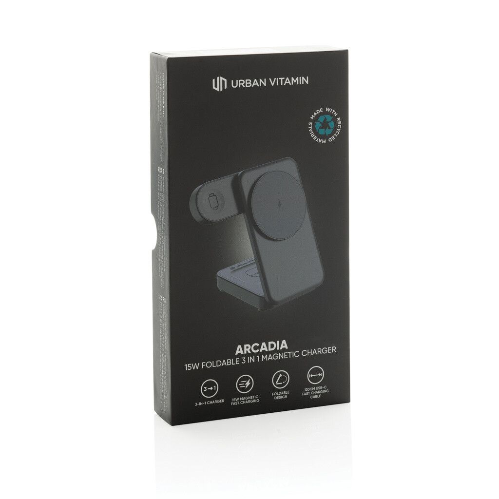 Urban Vitamin Arcadia 15W 3in1 Magnet-Charger aus RCS rABS - schwarz-86