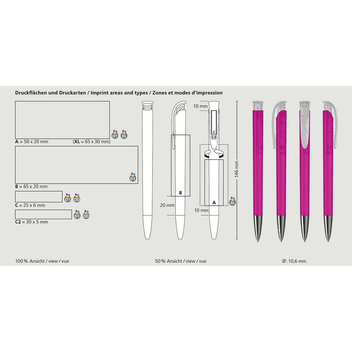 Druckkugelschreiber Jona transparent Mn - schwarz transparent-331