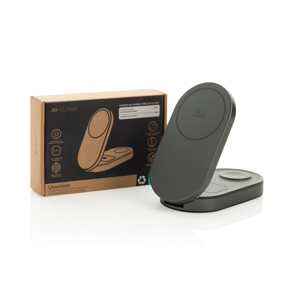 Quantum Ultra-Fast 3-in-1 25W faltbarer Wireless Charger - grau-528