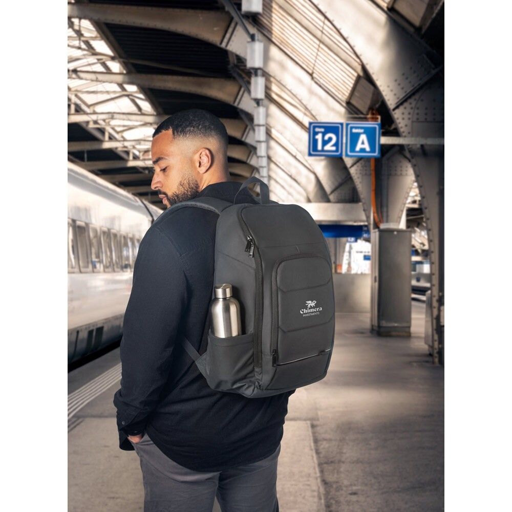 TOULON Notebook-Rucksack 600D Polyester,recycelt, wasserabweisend, 16" - schwarz-891