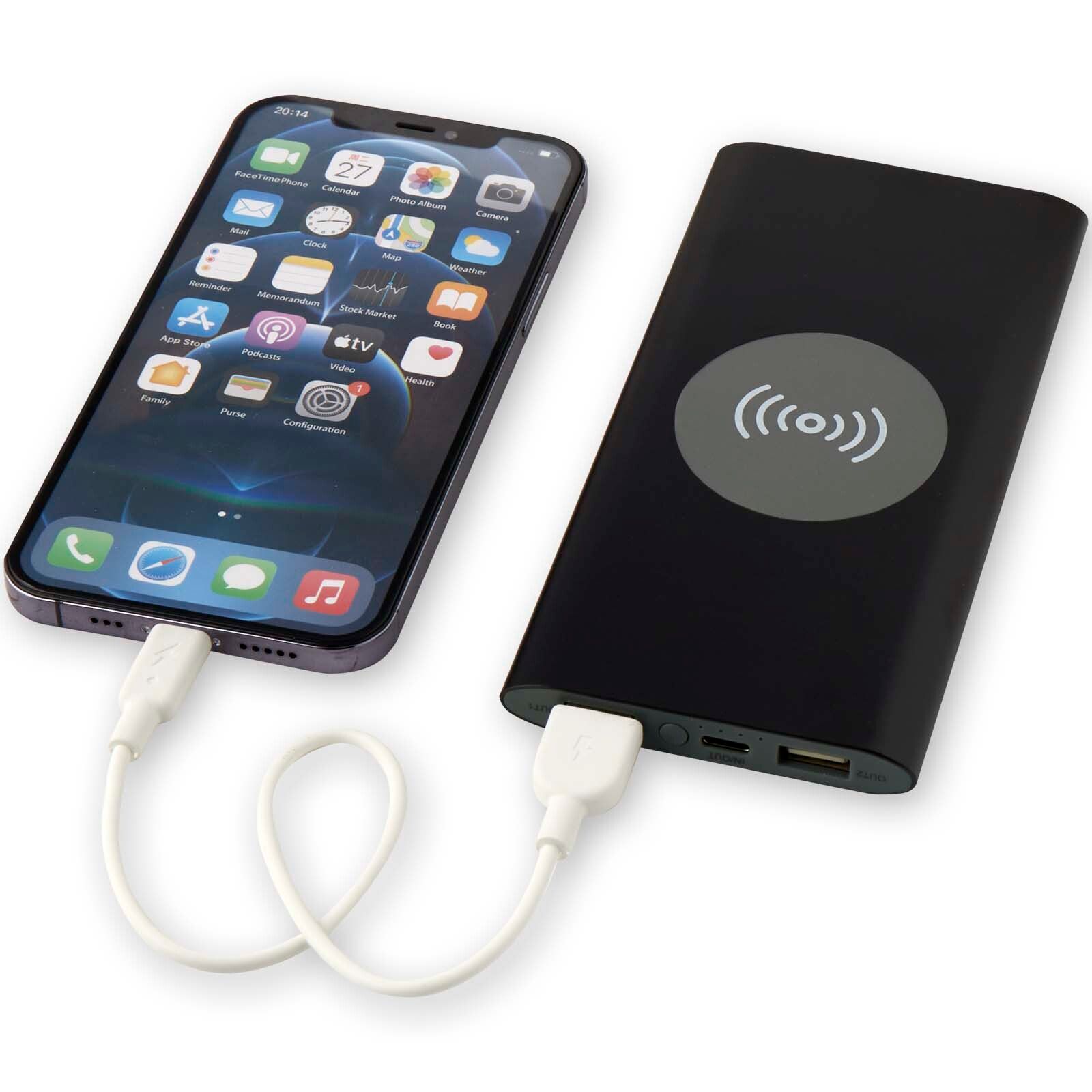 Juice 8000 mAh Typ-C kabellose Powerbank aus recyceltem Aluminium - schwarz-622