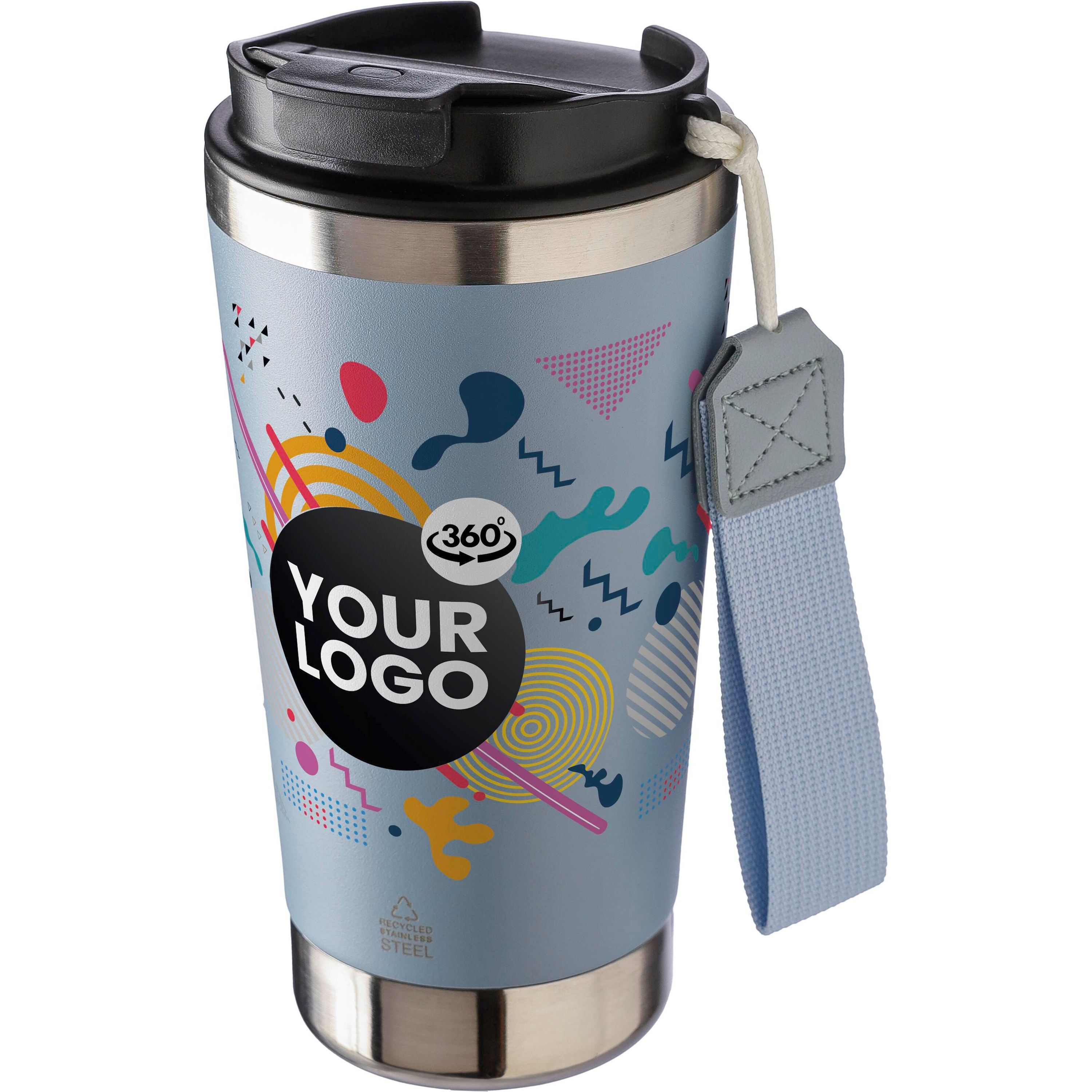 Doppelwandiger Trinkbecher aus recyceltem Edelstahl 500 ml Kayla - pastellgrün-261