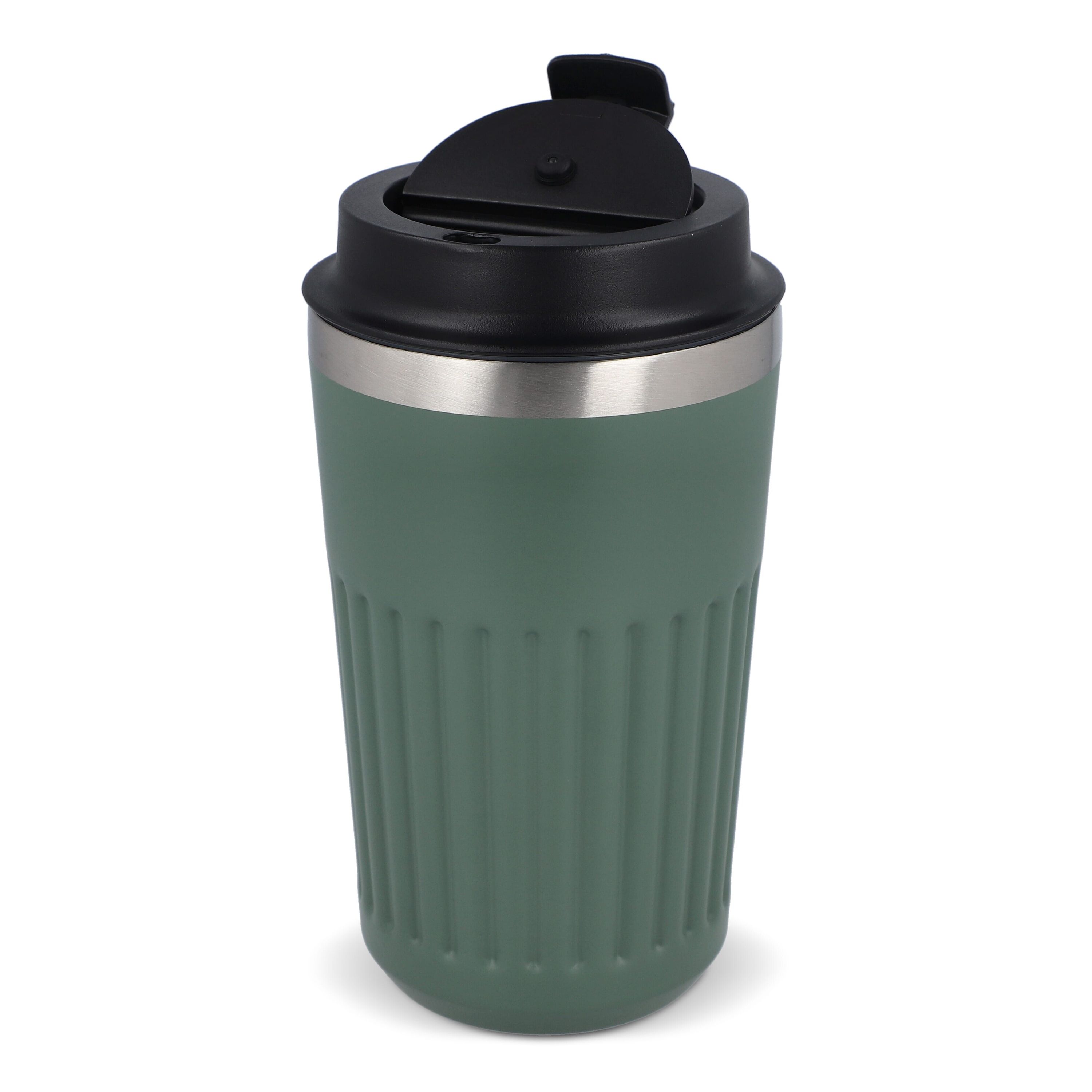 Recycelter Edelstahl-Thermobecher für Kaffee zum Mitnehmen, 400 ml - olivgrün-918