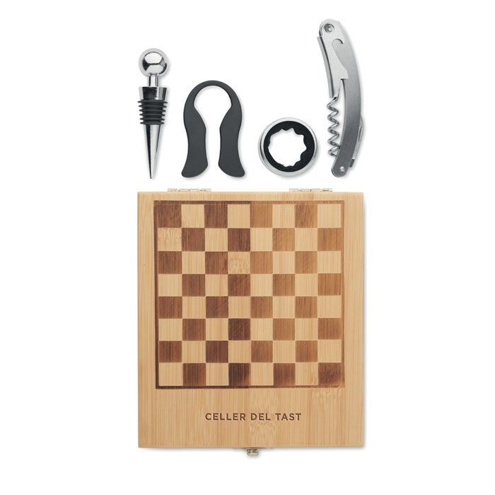 Weinset mit Schachspiel CHESSET - holz-86