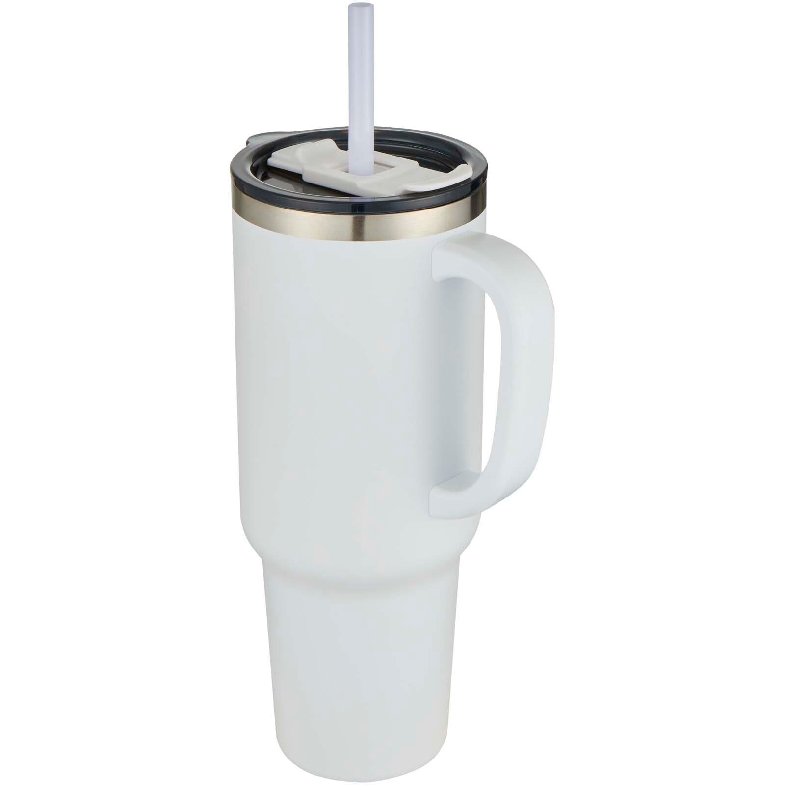 Sydney 1200 ml doppelwandiger RCS-zertifizierter Kupfer-Vakuum Isolierbecher mit Strohhalm - weiss-301
