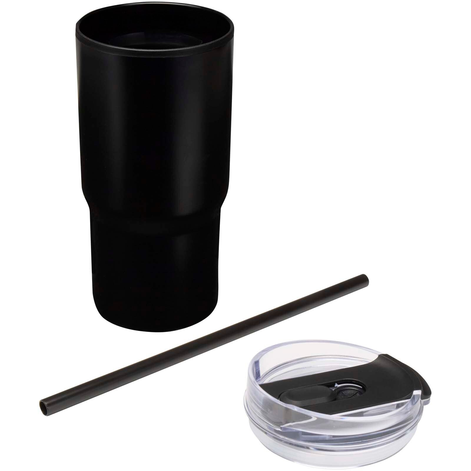 Westin 540 ml RCS Becher aus recyceltem Material, doppelwandig isoliert, mit Trinkhalm - schwarz-361