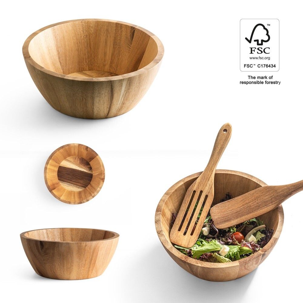 SAGE Salatschüssel aus Cassiaholz - natur - dunkel-870
