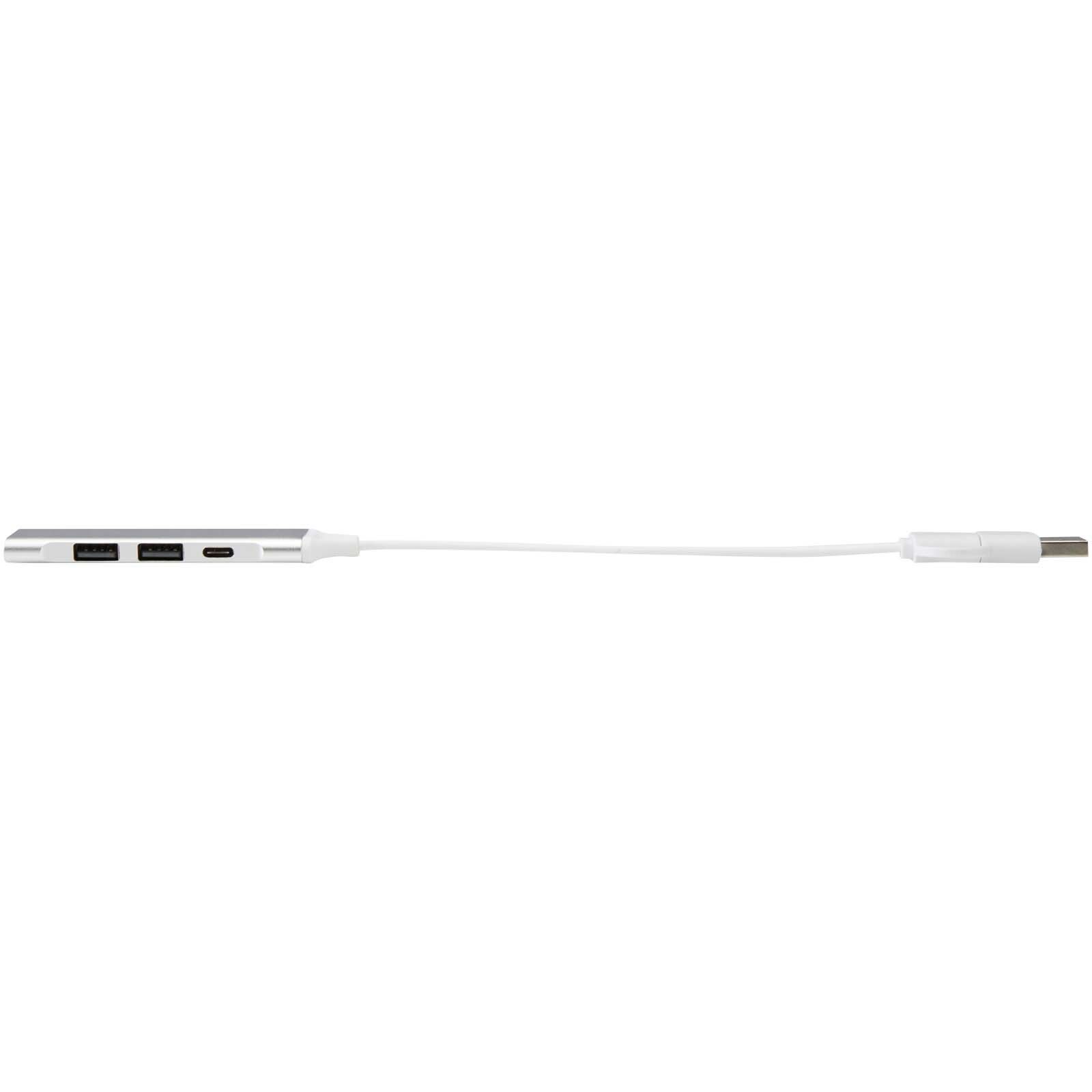 Alkaid 4 Port Hub aus recyceltem Aluminium mit USB-A- und Typ-C-Anschlüssen und zwei Eingängen - silber-528