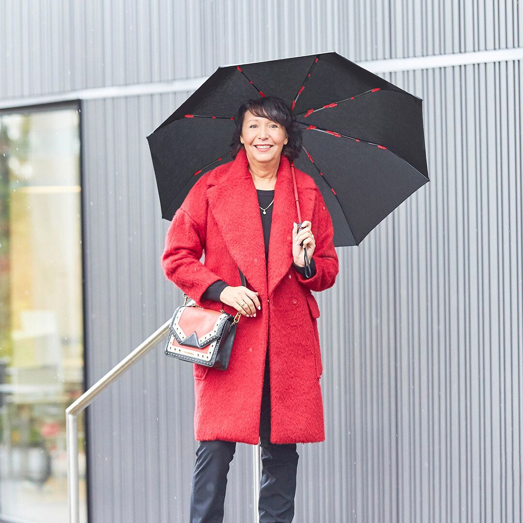 Oversize-Taschenschirm FARE® AOC Colorline Ø105 cm - schwarz - rot-95