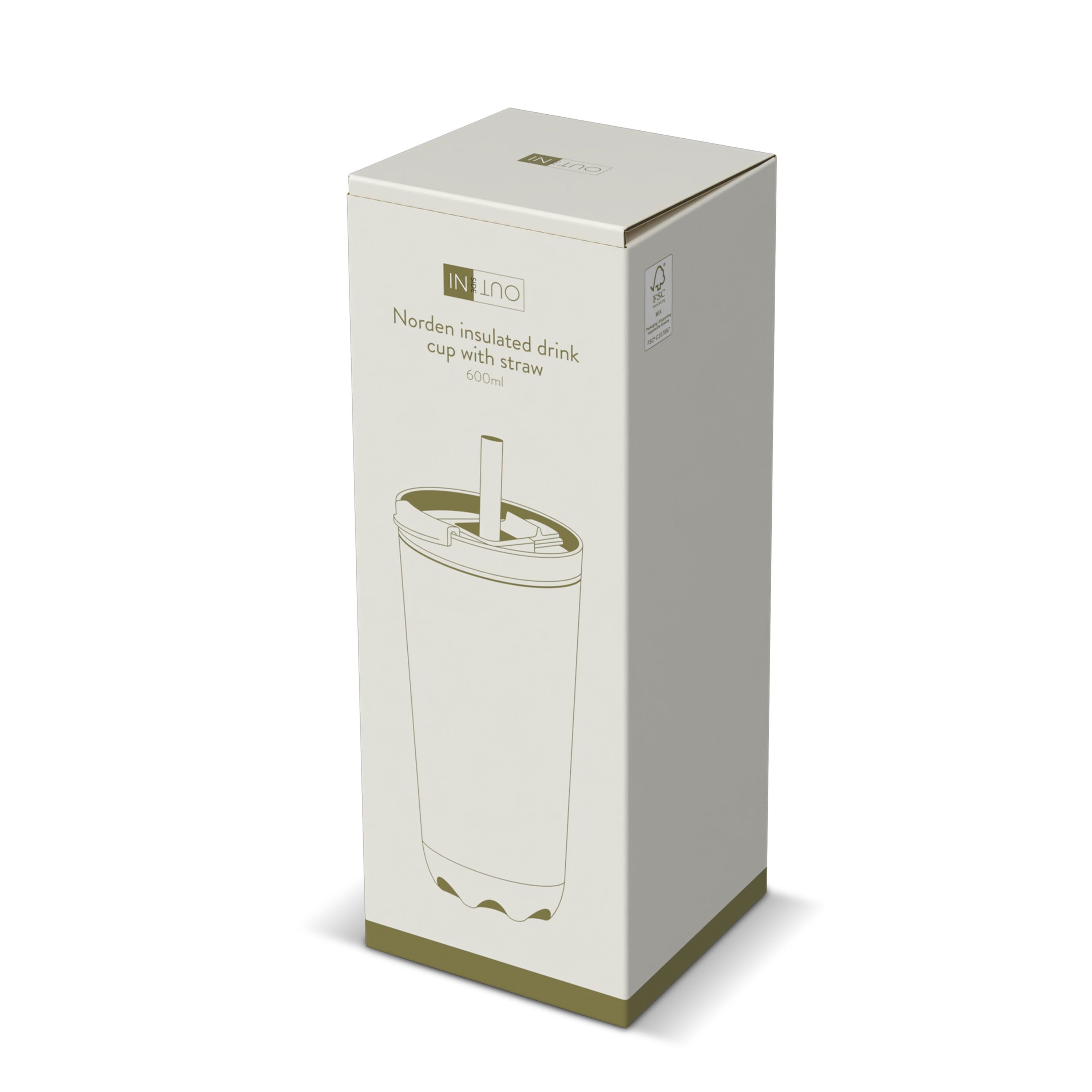 doppelwandiger Norden-Trinkbecher aus Edelstahl mit Strohhalm, 600 ml - beige-708