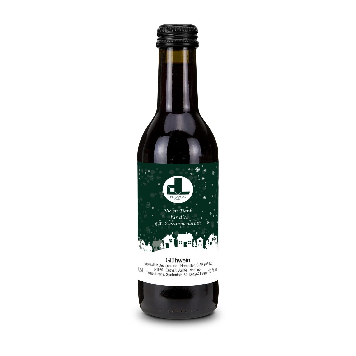 Glühwein - Flasche olivgrün, Schraubverschluss schwarz, 0,25 l-694